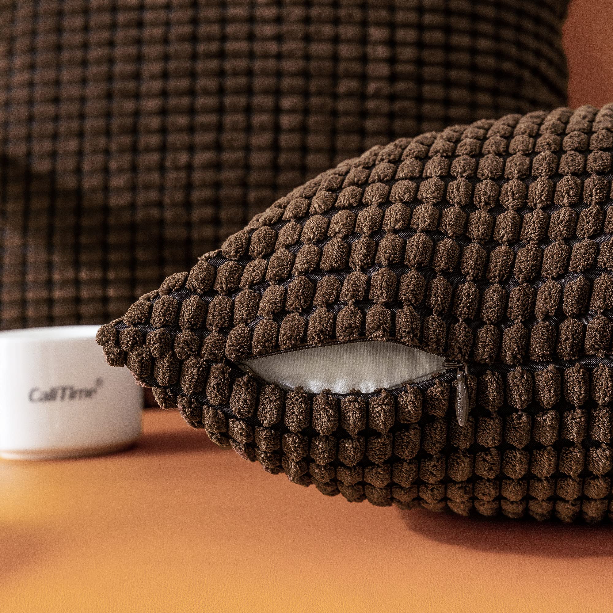 CaliTime Kissenbezüge 2er Set 30x50cm - Cord Streifen Design