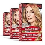 Revlon ColorSilk with Bond Repair Complex, Blonde Permanent Hair Color, 100% Gray Coverage, Ammonia Free Hair Dye, Vegan Keratin, 71 Golden Blonde (Pack of 3)