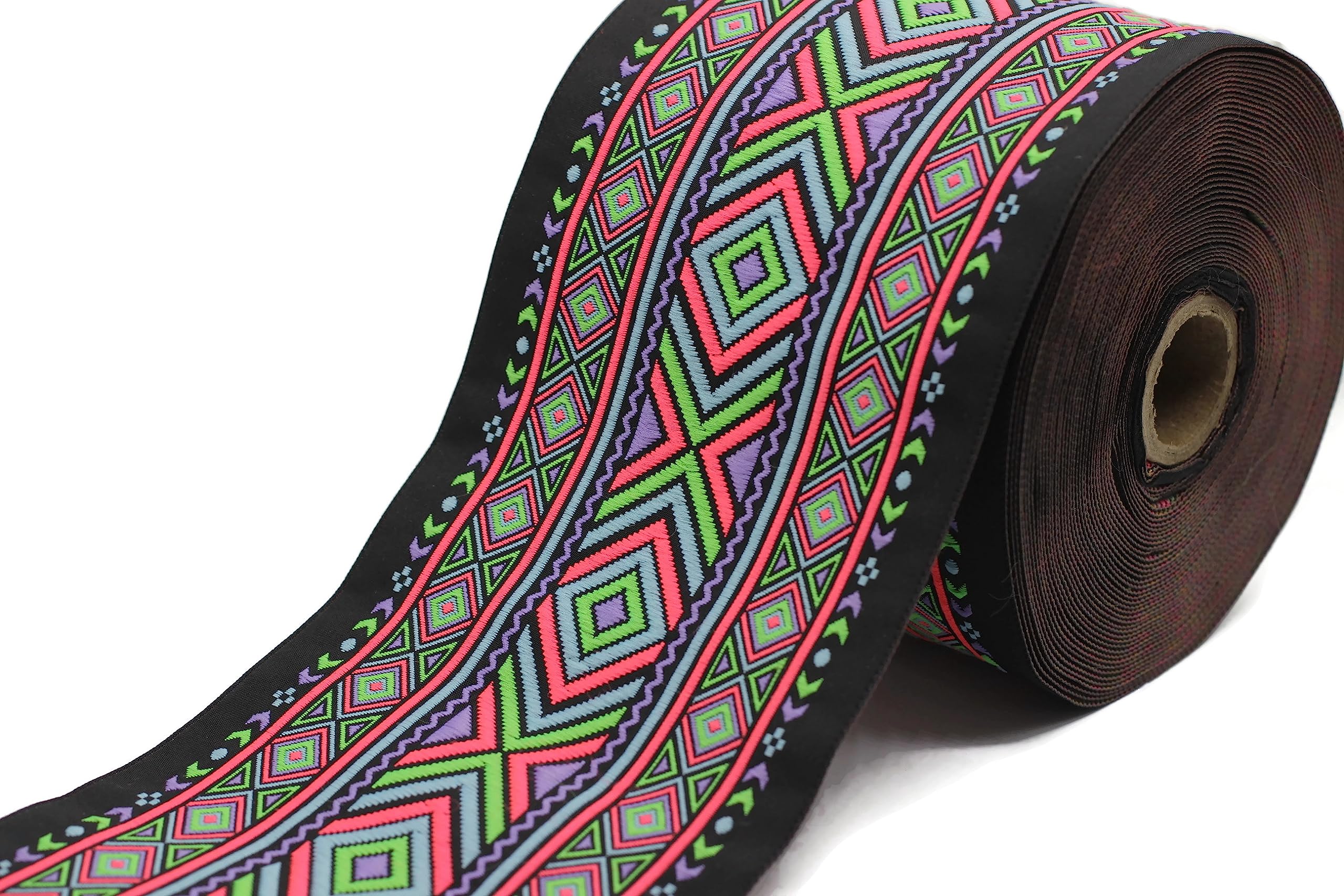 10 mètres de ruban jacquard de style Arc En Ciel Africain Motif des rubans de tissu pour artisanat 50mm