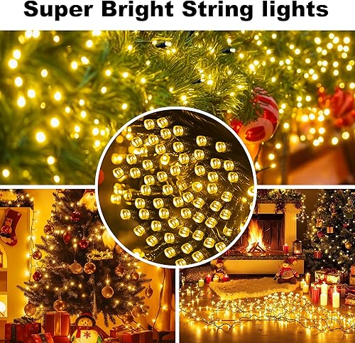 Miniatura 2 de [Paquete de 2] Luces de Navidad para Exteriores, 210 Pies 600 LED Luces de Cadena Conectables Impermeables, Luces Centelleantes con 8 Modos, Luces
