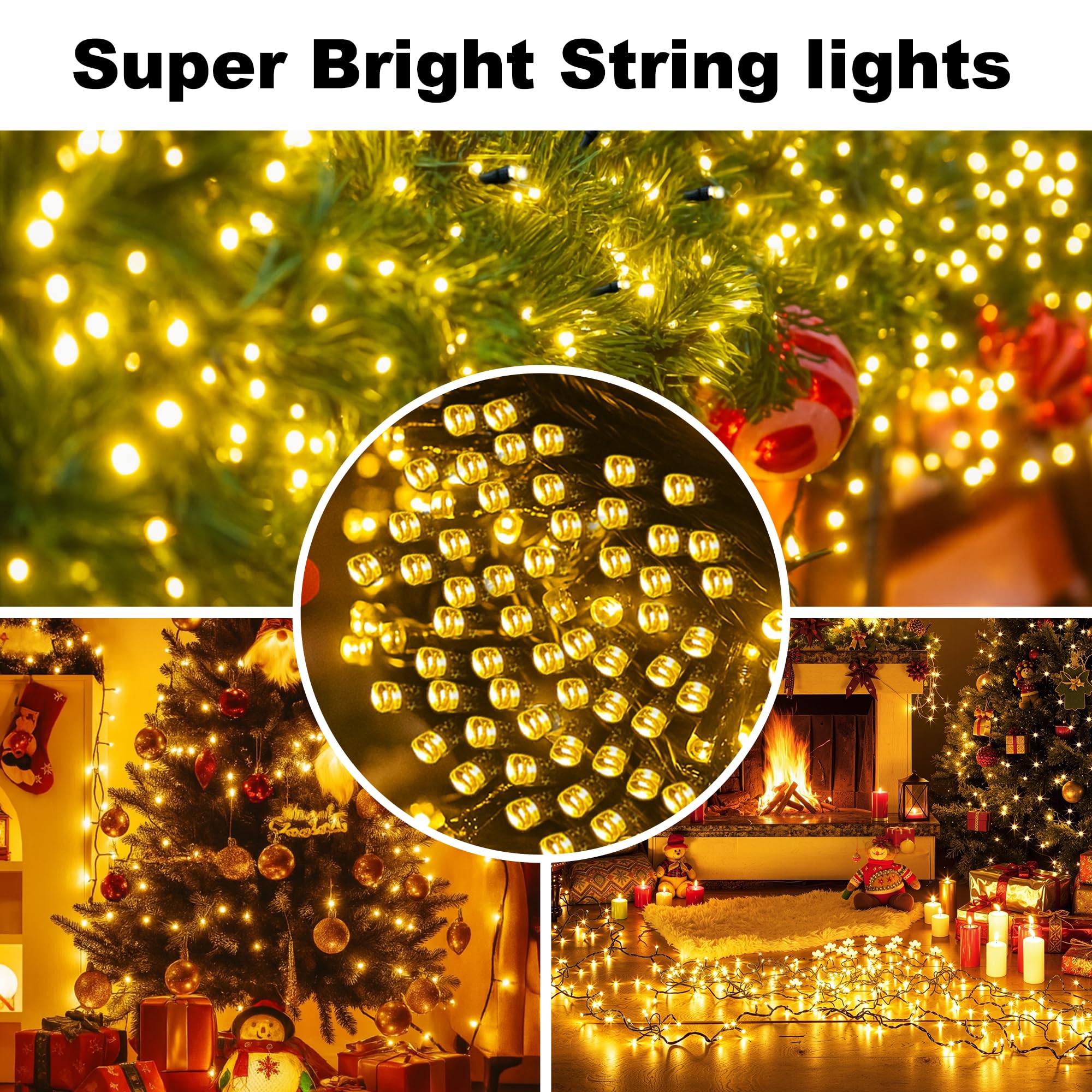 Anschließbare Weihnachts-Lichterkette, 600 LEDs, 600 LEDs, für drinnen und