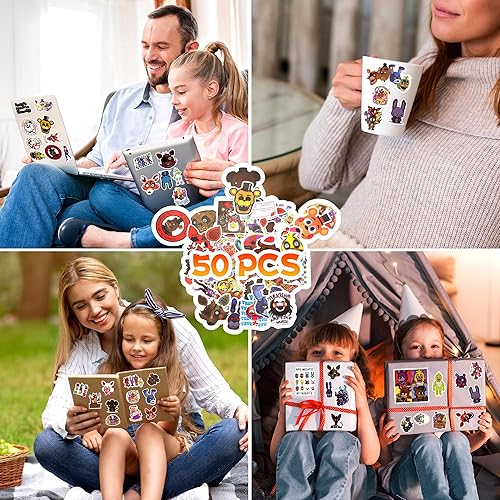 Miniatura 6 de 55 llaveros de silicona 3D de Five Nights Party Favors con 50 calcomanías, llavero de metal, perfecto para coleccionistas de juegos, figuras de