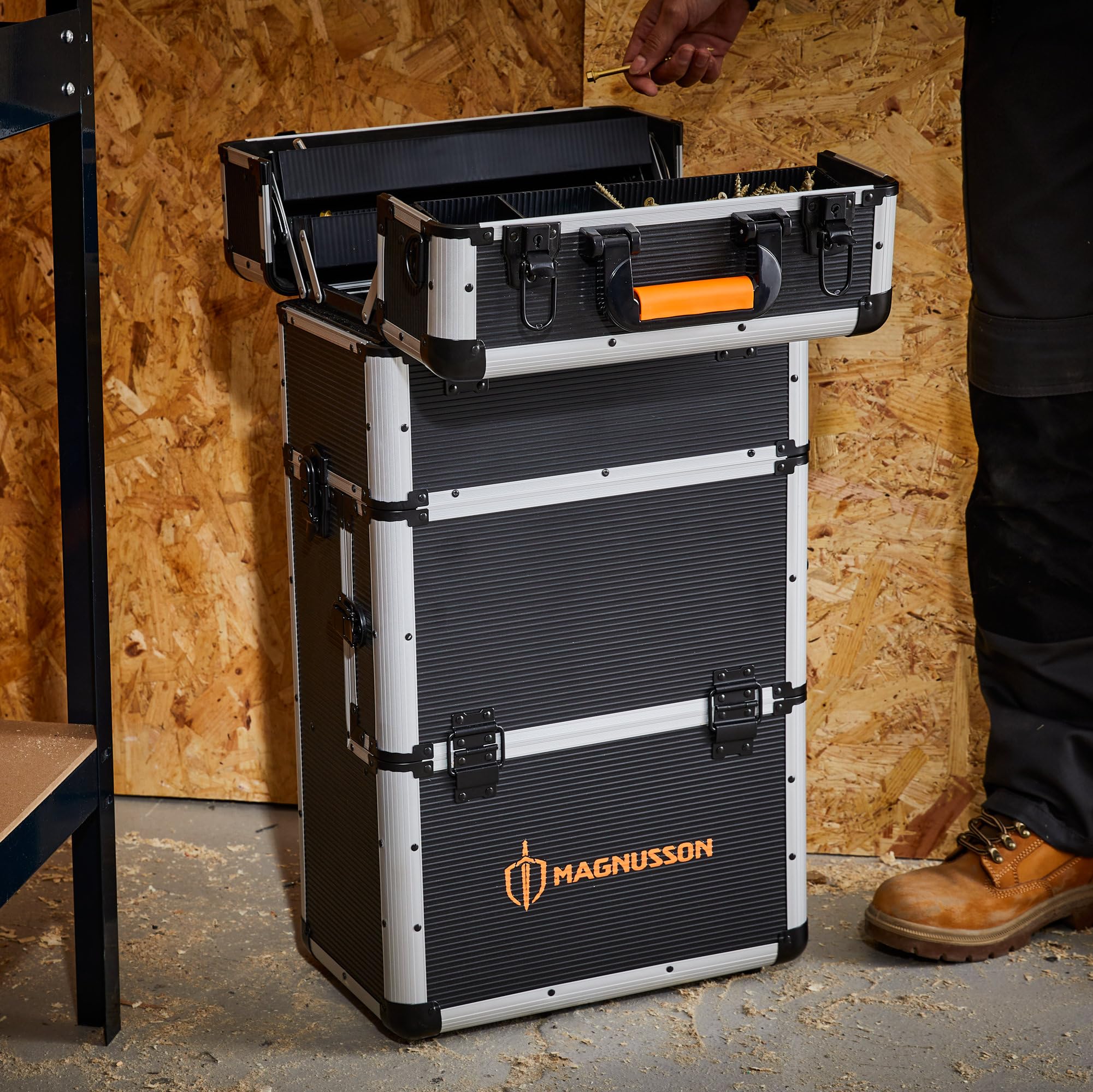 Magnusson Servante trolley 3 compartiments empilables 24 compartiments noir