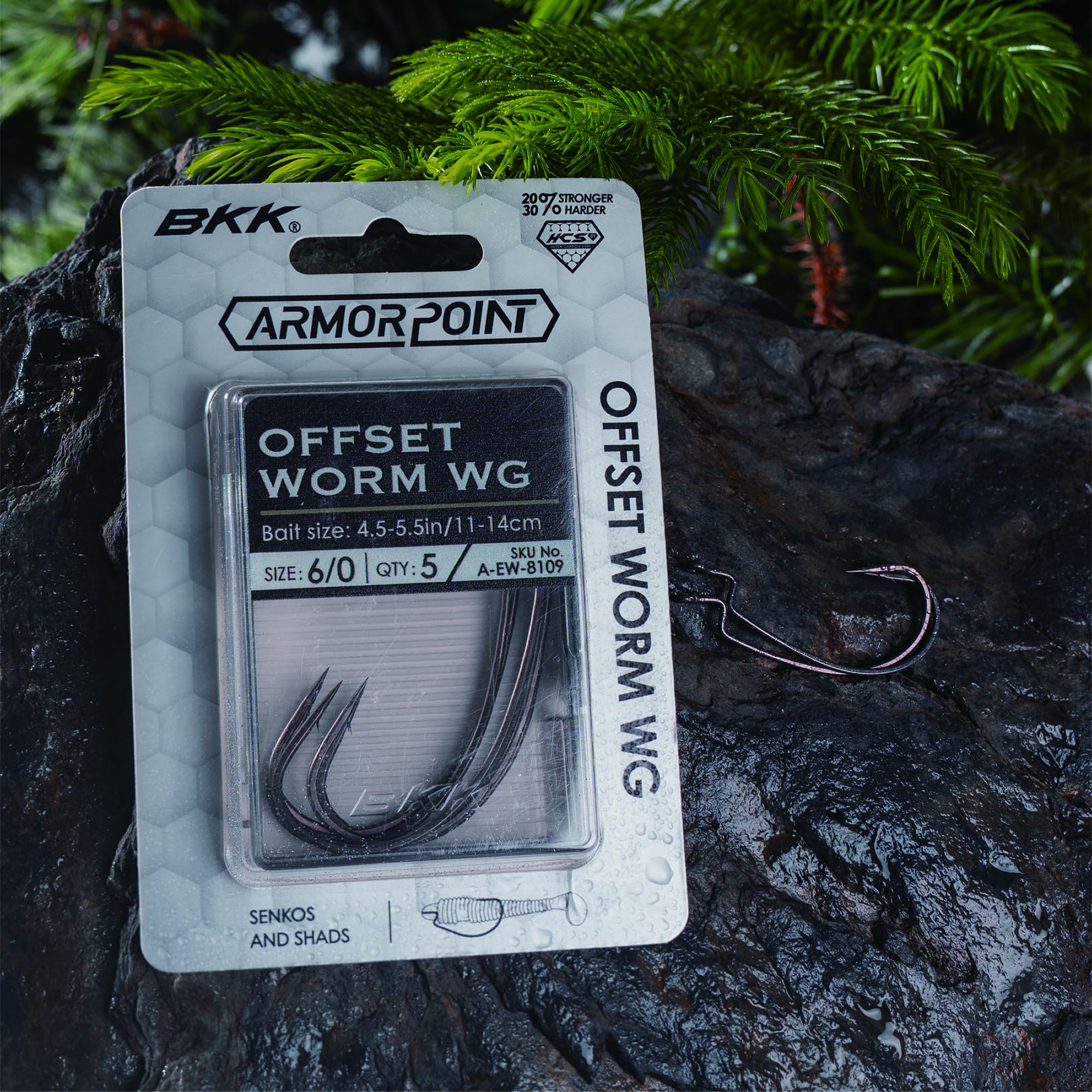 BKK Hooks Armor Point Offset Worm WG Hook, 1/0, 7pk