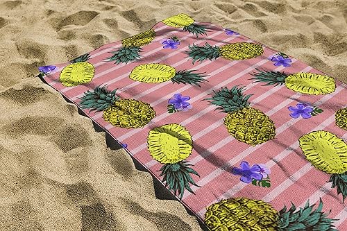 Miniatura 5 de Toalla de playa de piña de 30 x 60 pulgadas, microfibra sin arena, de secado rápido, para adultos, adolescentes y niños (piña)