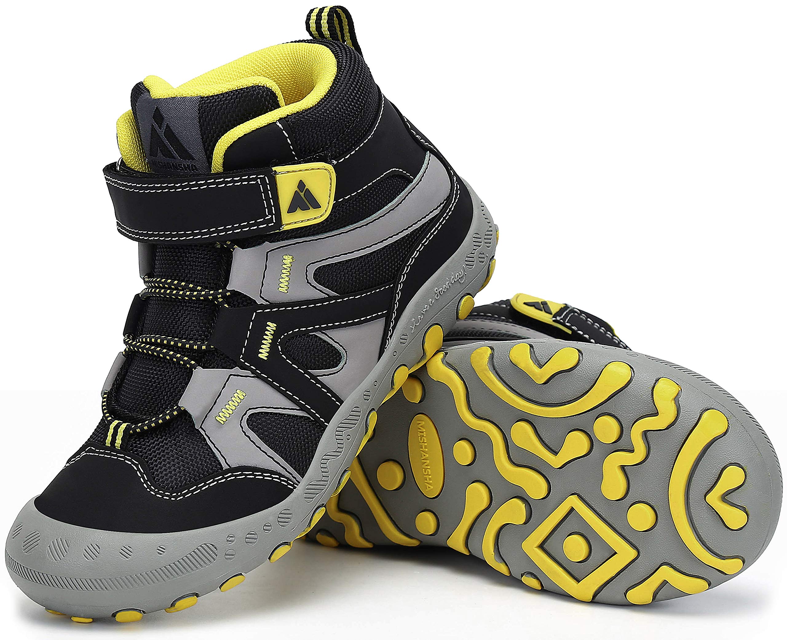 Mishansha Botas de senderismo para niños, con cierre de velcro, tallas 24-38, color Negro, talla 24 EU