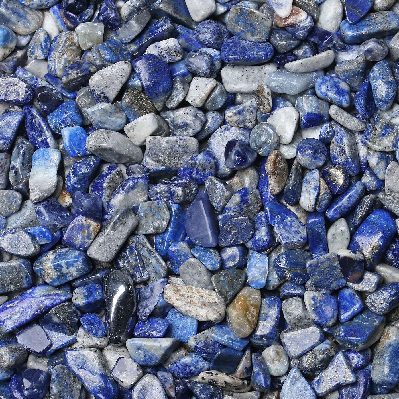 LAIDANLA Lapis Lazuli 1lb Crystal Polished Tumbled Stones Irregular Shaped Crystal Chips Bulk Natural Gemstone Aquarium Gravel Rocks Vase Filler Fish Tank Gravel Home Decoration