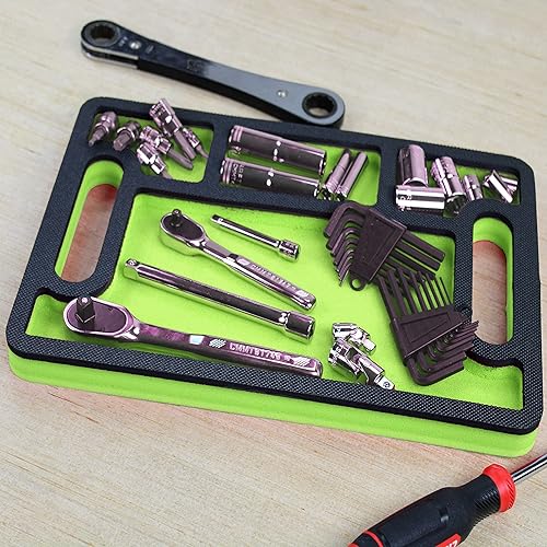 Polar Whale Organizador de bandeja de trabajo de herramientas verde y negro espuma duradera fuerte antideslizante antideslizante con asas 4