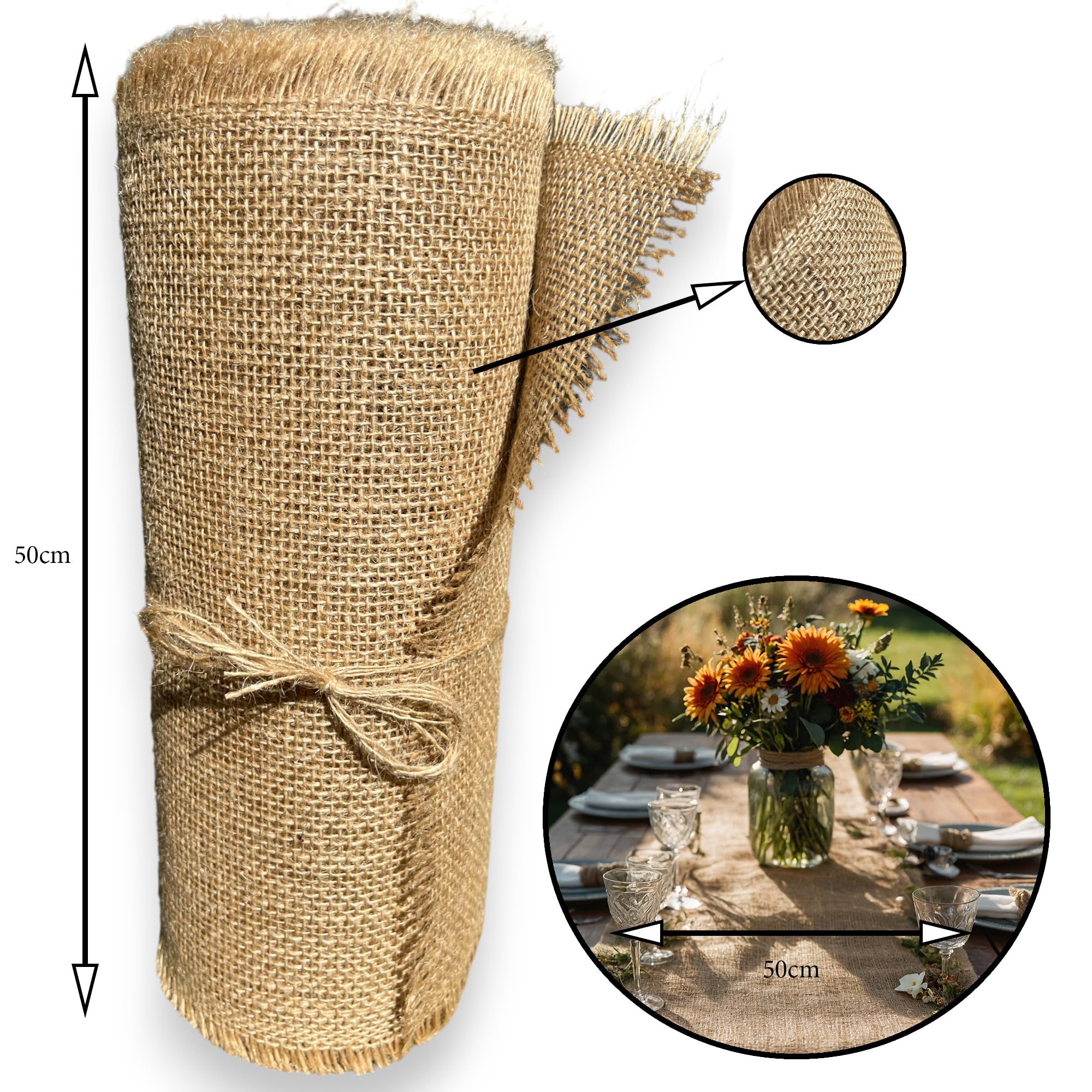 Jute Tischläufer Natur Läufer Juteband Tischband 50cm Breit 25m Läng