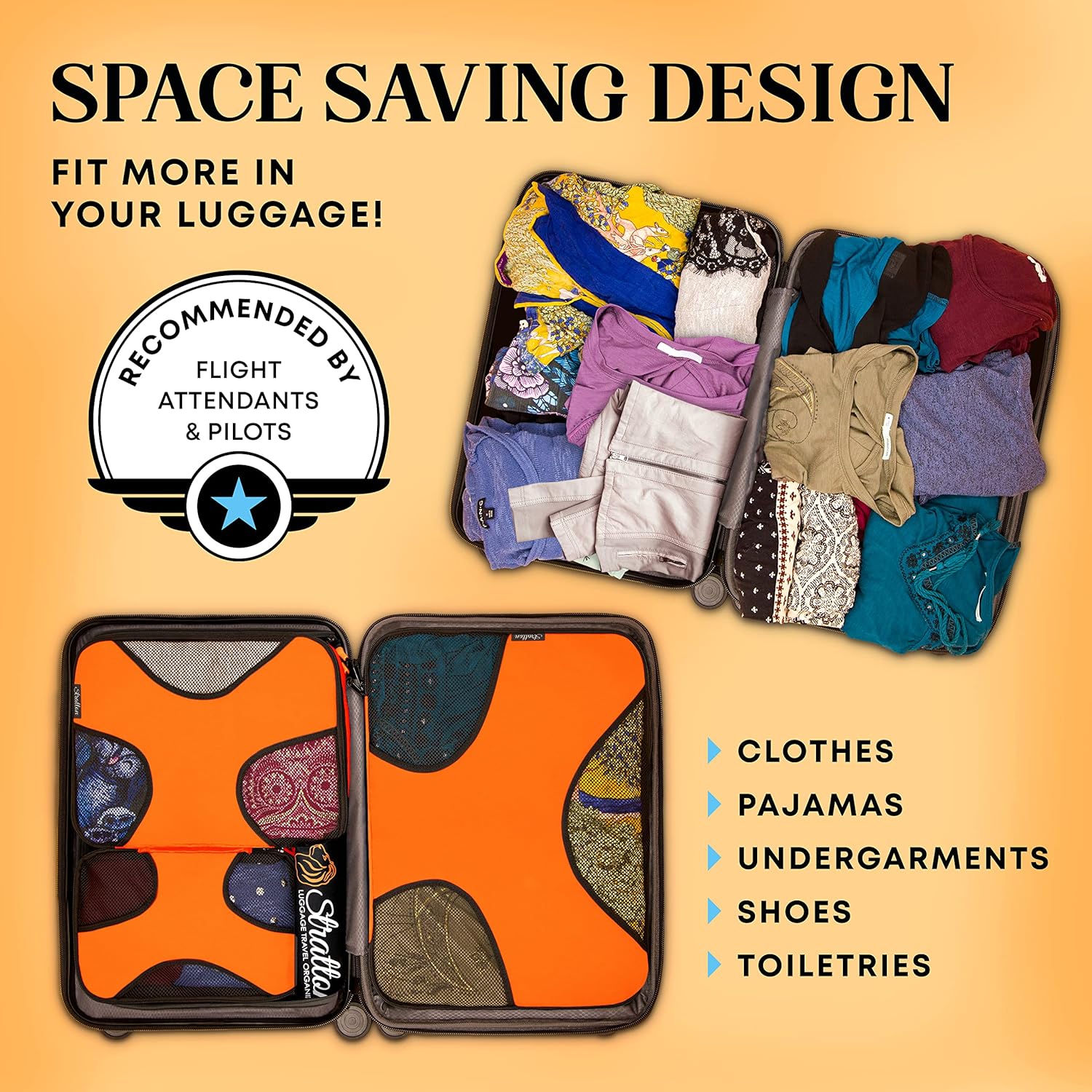 Stratton 5 Set Packing Cubes, Travel Luggage Organizers with Laundry Bag