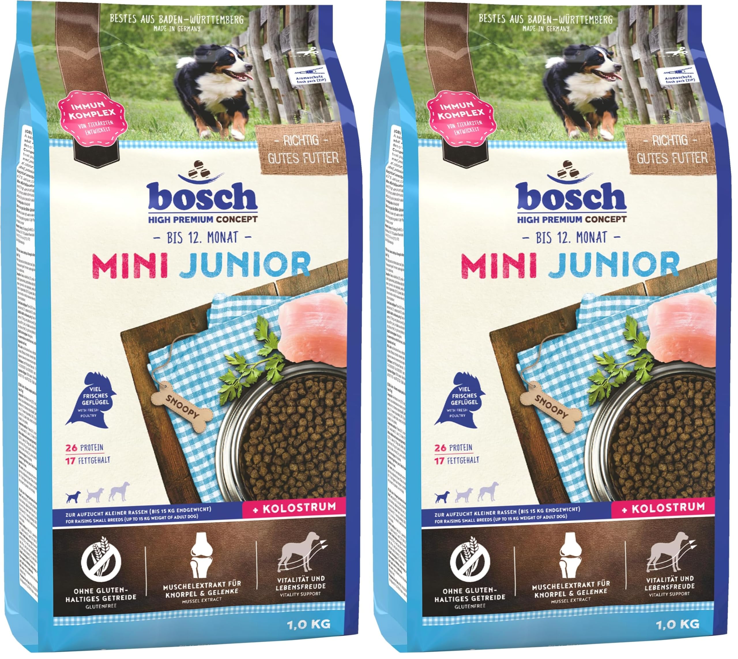 bosch HPC Mini Junior | Cibo secco per cani da allevamento di piccole razze (fino a 15 kg) | 3000 g (Confezione da 2)