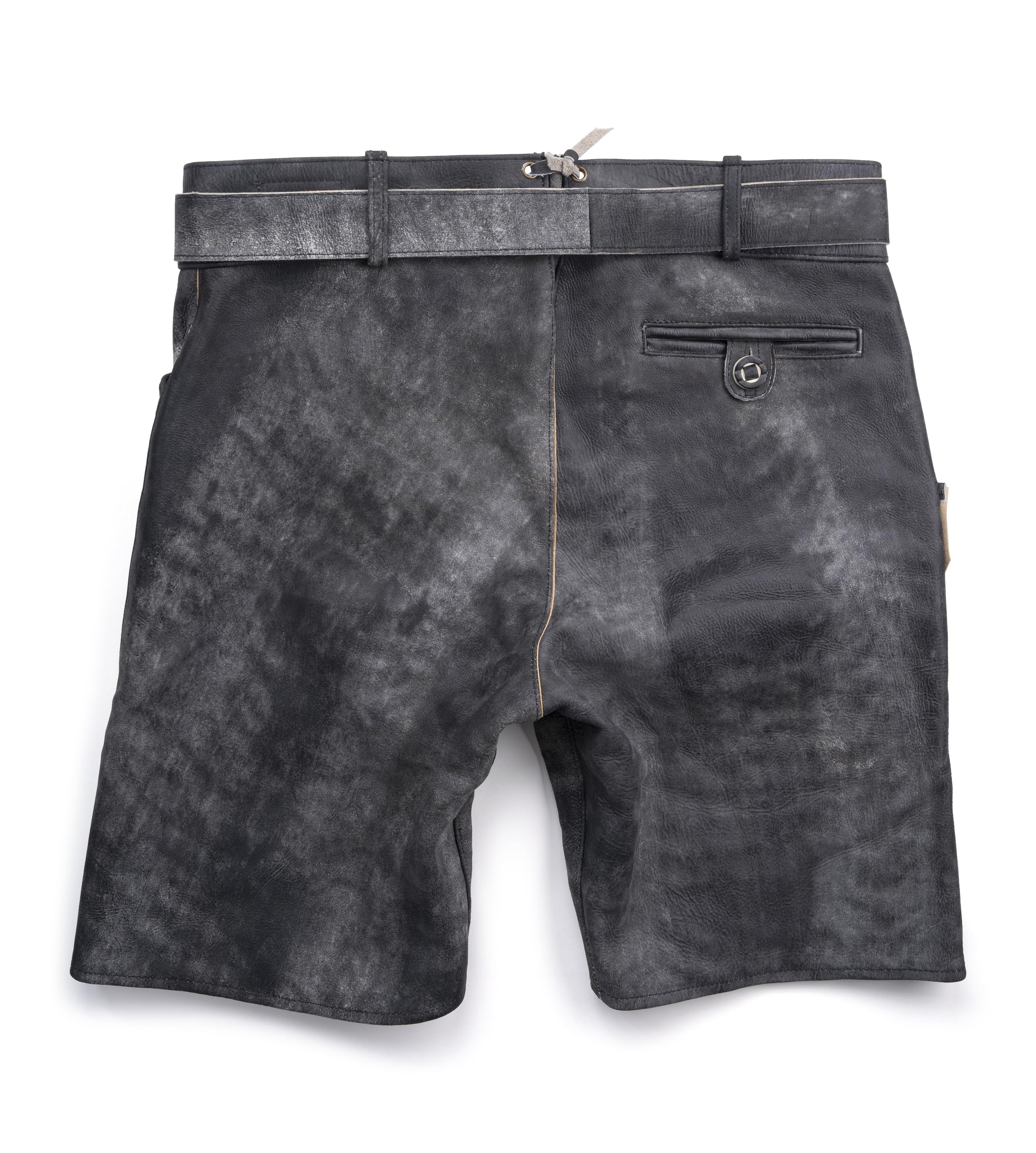 Schöneberger Trachten Couture Herren Lederhose kurz mit Trachtengürtel, Trachtenlederhose für Oktoberfest, Original Nubuk-Leder, Wolfsklamm