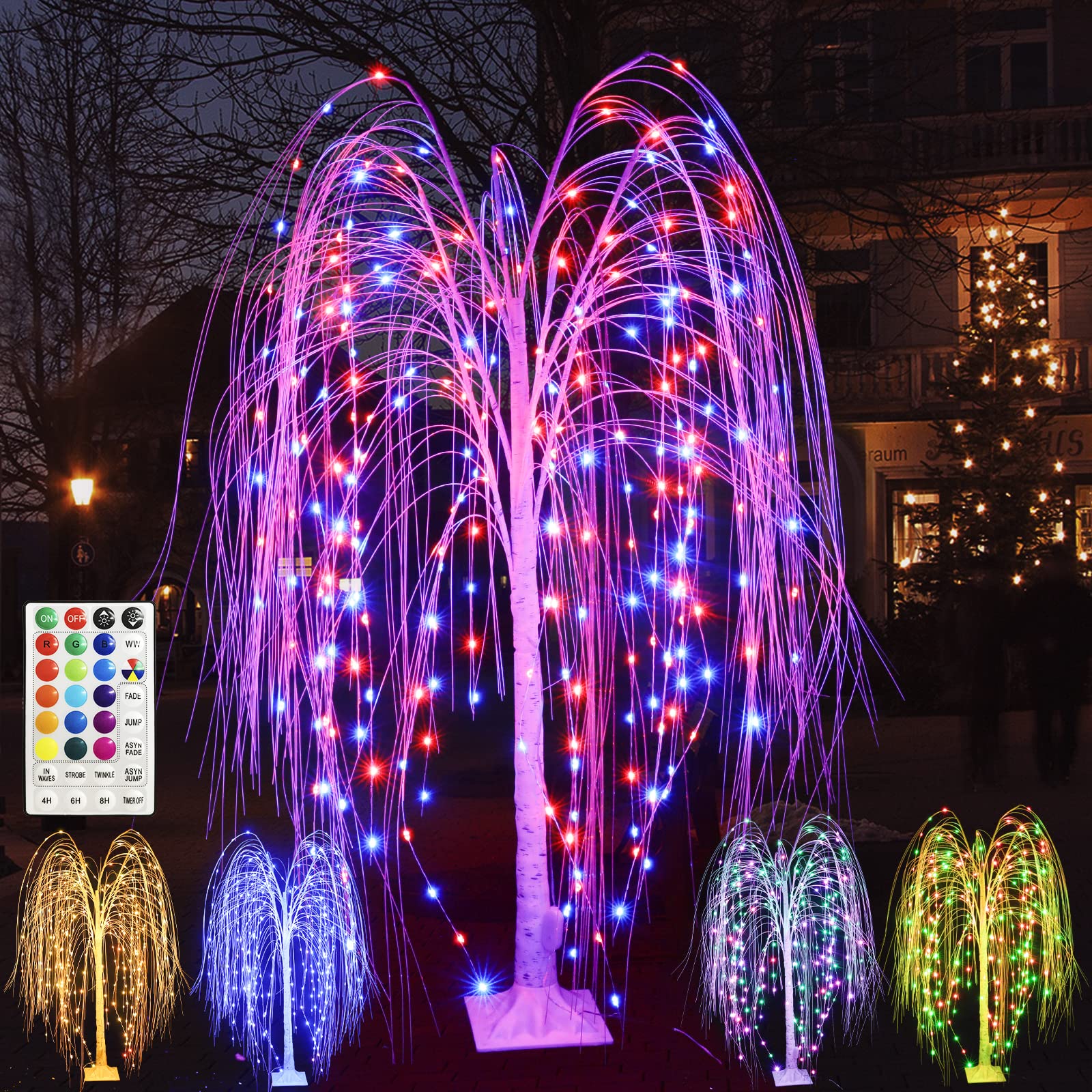 5FT Lighted Willow Tree 240 LED Color Changing Weeping Willow Tree Lights with Remote, LED Lighting Fixtures for Indoor and Outdoor Lighting Applications Christmas Party Home Decoration