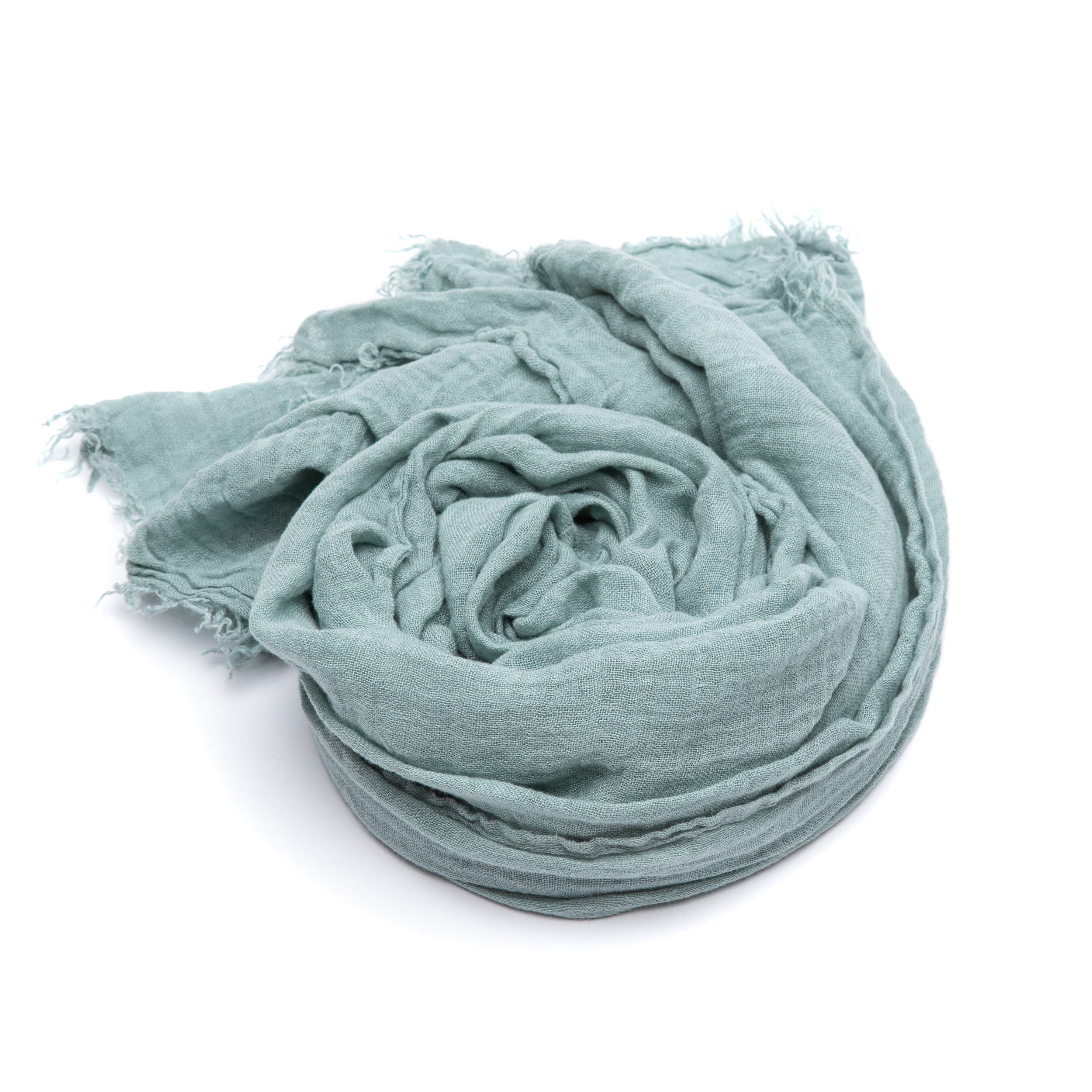 LinenMe 100% Linen Scarf for Women Men Unisex Garza, Summer Shawl Lightweight Soft Breathable Comfortable, Moss Green