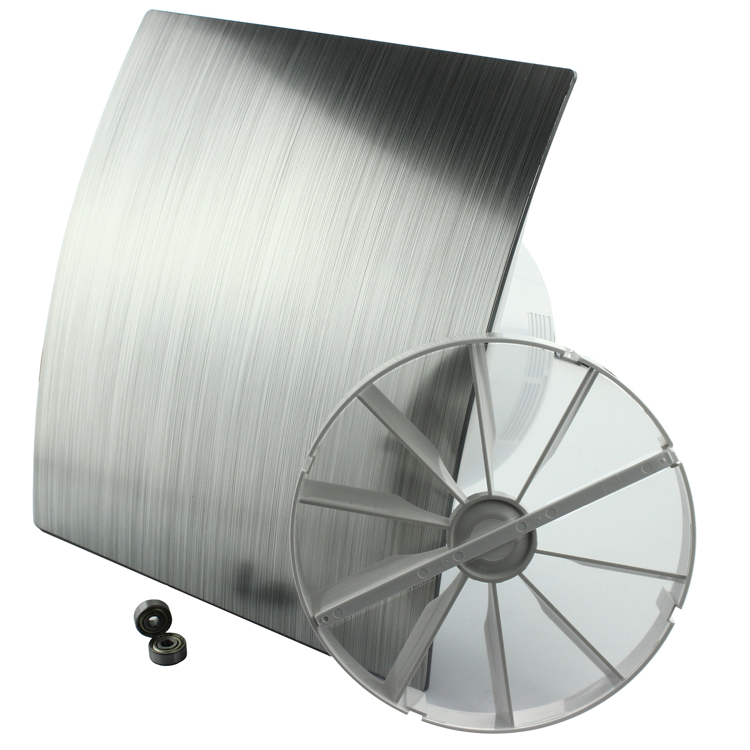 MKK - 18152-002 - DUO Design wentylator łazienkowy naścienny turbo klapa zwrotna łożysko kulkowe sterowane prędkością obrotową Ø 100 mm srebrny szczotkowany
