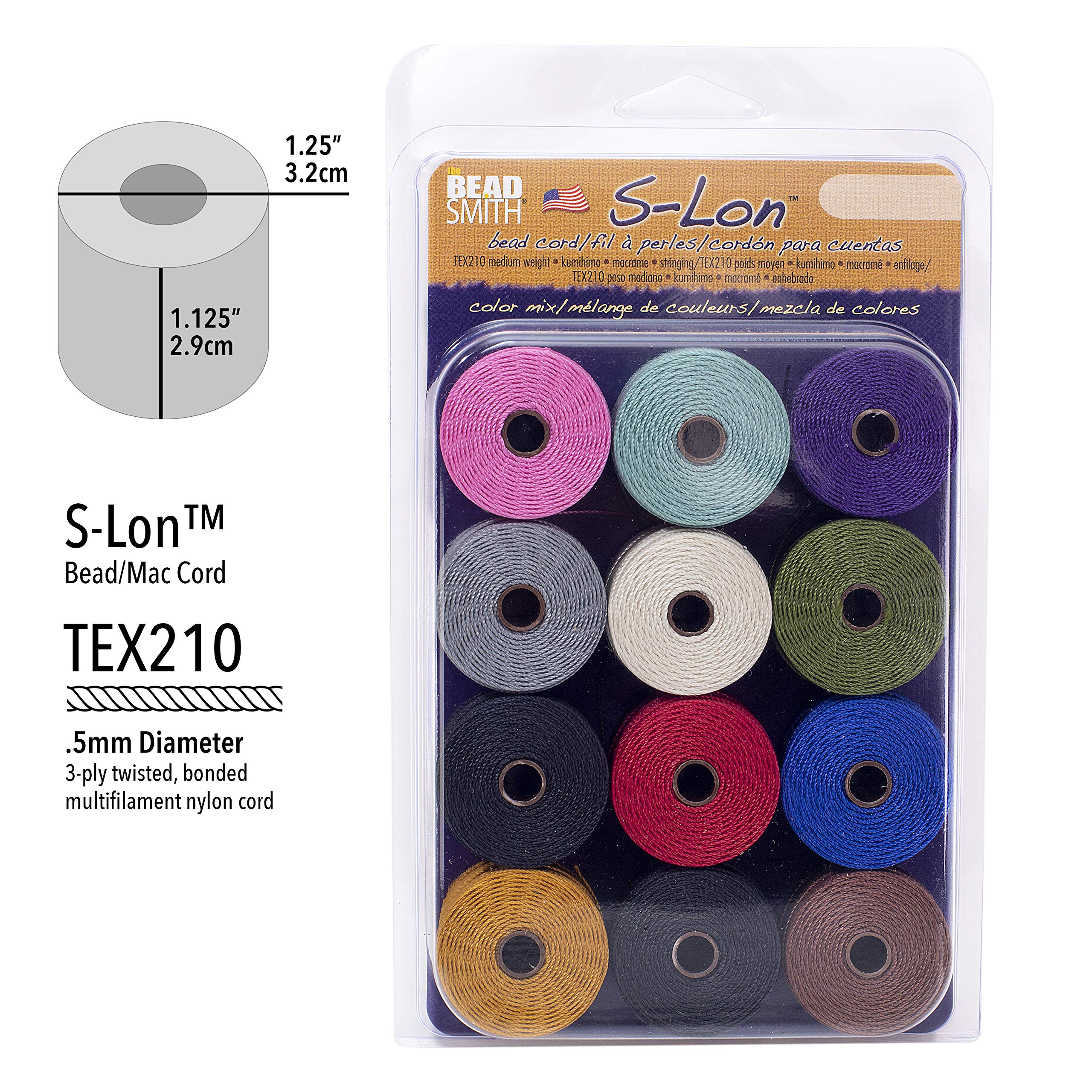 The Beadsmith SLBC-MIXAG Cordoncino Per Perline S-Lon – 12 Bobine Da 77 M – Multicolore – Per Gioielli Fai Da Te - 2