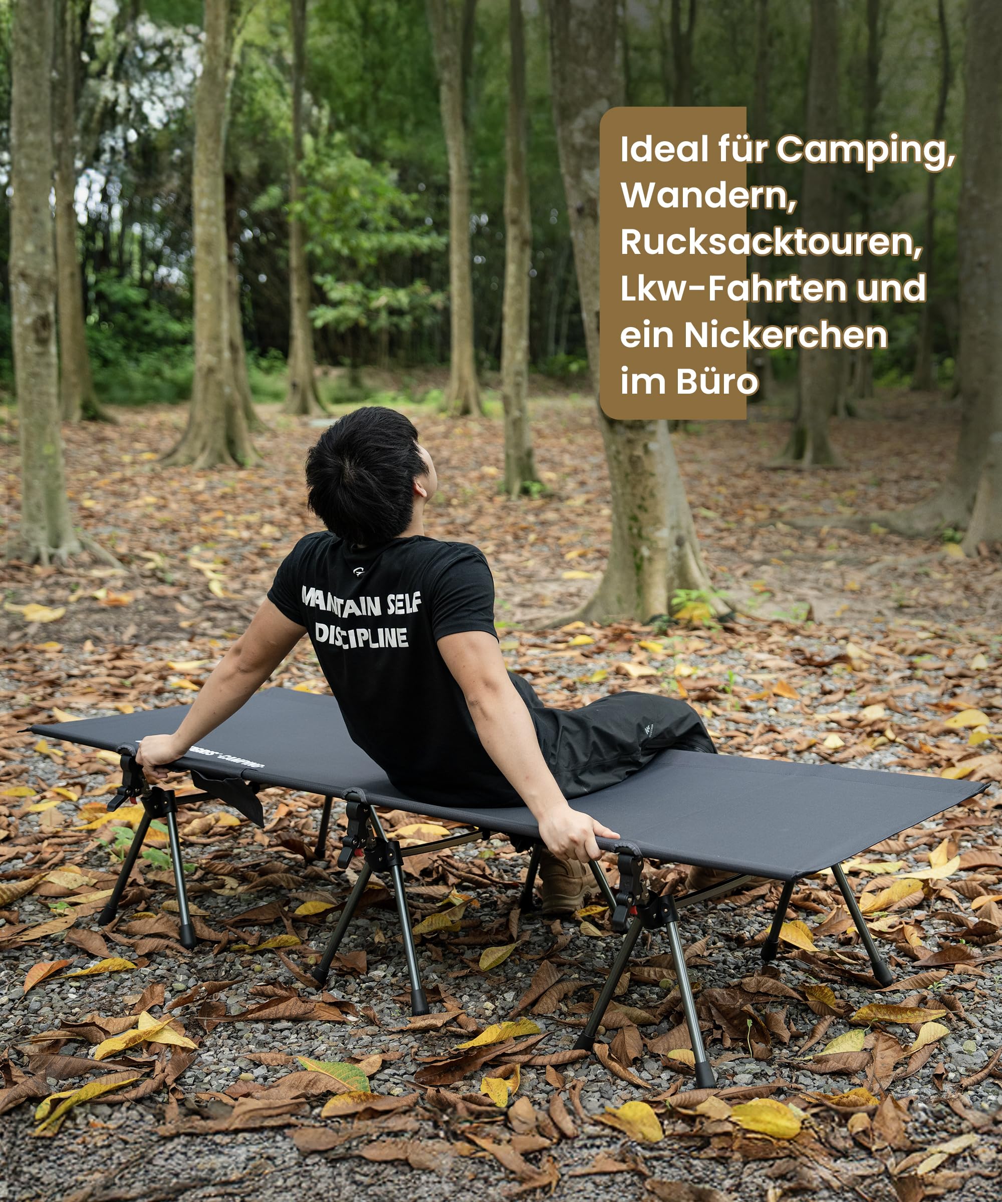 OneTigris SUPRANUBIS Lit de camp pliable 190 x 70 cm, portable, léger, lit de camping, jusqu'à 150 kg, pour tente, extérieur, voyage, jardin, bureau