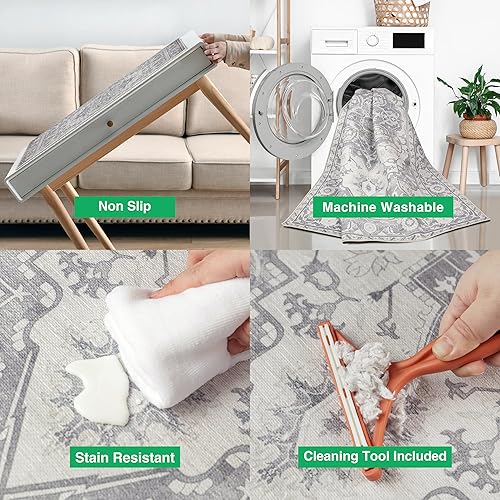 Miniatura 8 de MaxRugrs Alfombra de cocina para pasillos de 2 x 6 pies, sin arrugas, lavable a máquina, resistente a las manchas, antideslizante, tapete con parte