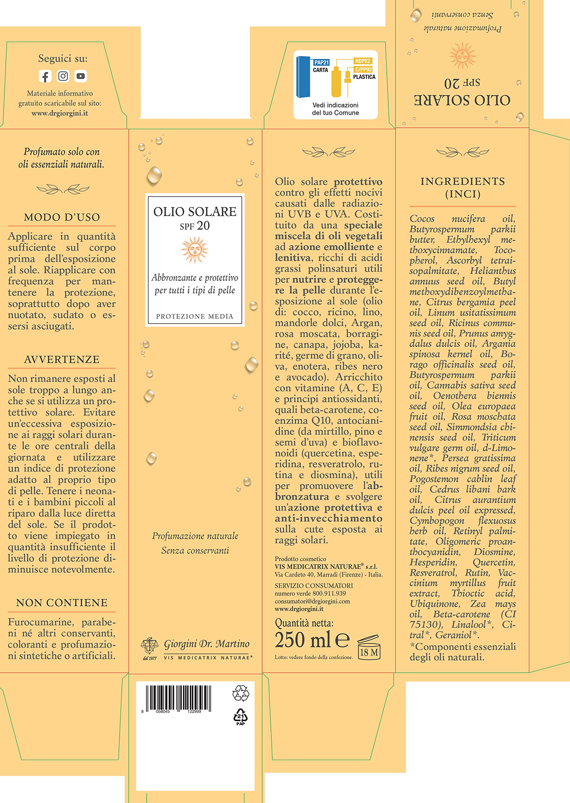 Dr Giorgini OLIO SOLARE SPF 20-250 ml