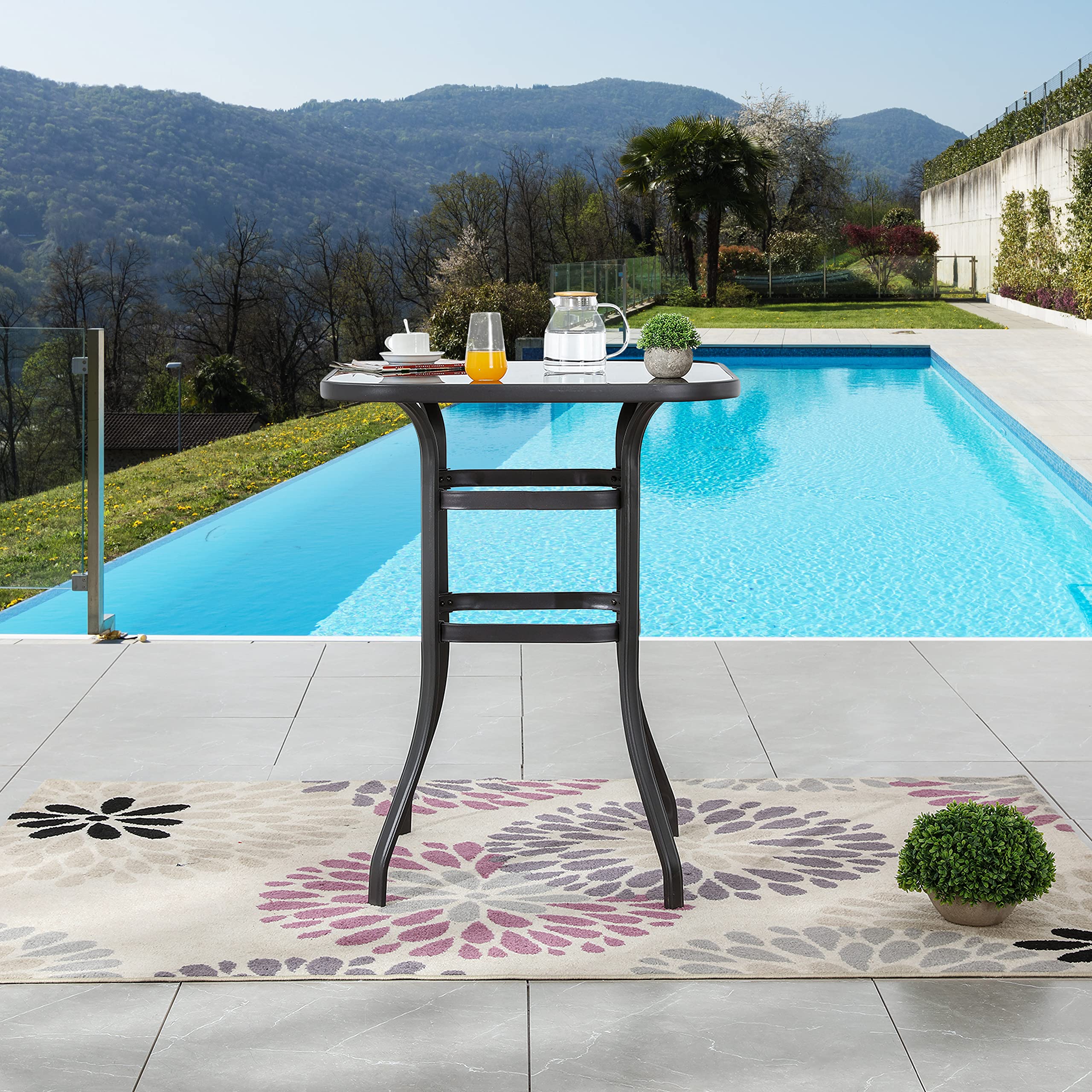 Amazon.com: LOKATSE HOME Outdoor Bistro Bar Height Table Square ...