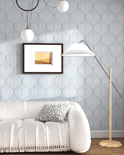 Miniatura 2 de Papel tapiz moderno para despegar y pegar, papel de pared azul y blanco, 17.3 x 78.7 pulgadas, autoadhesivo, extraíble, papel de contacto bohemio,