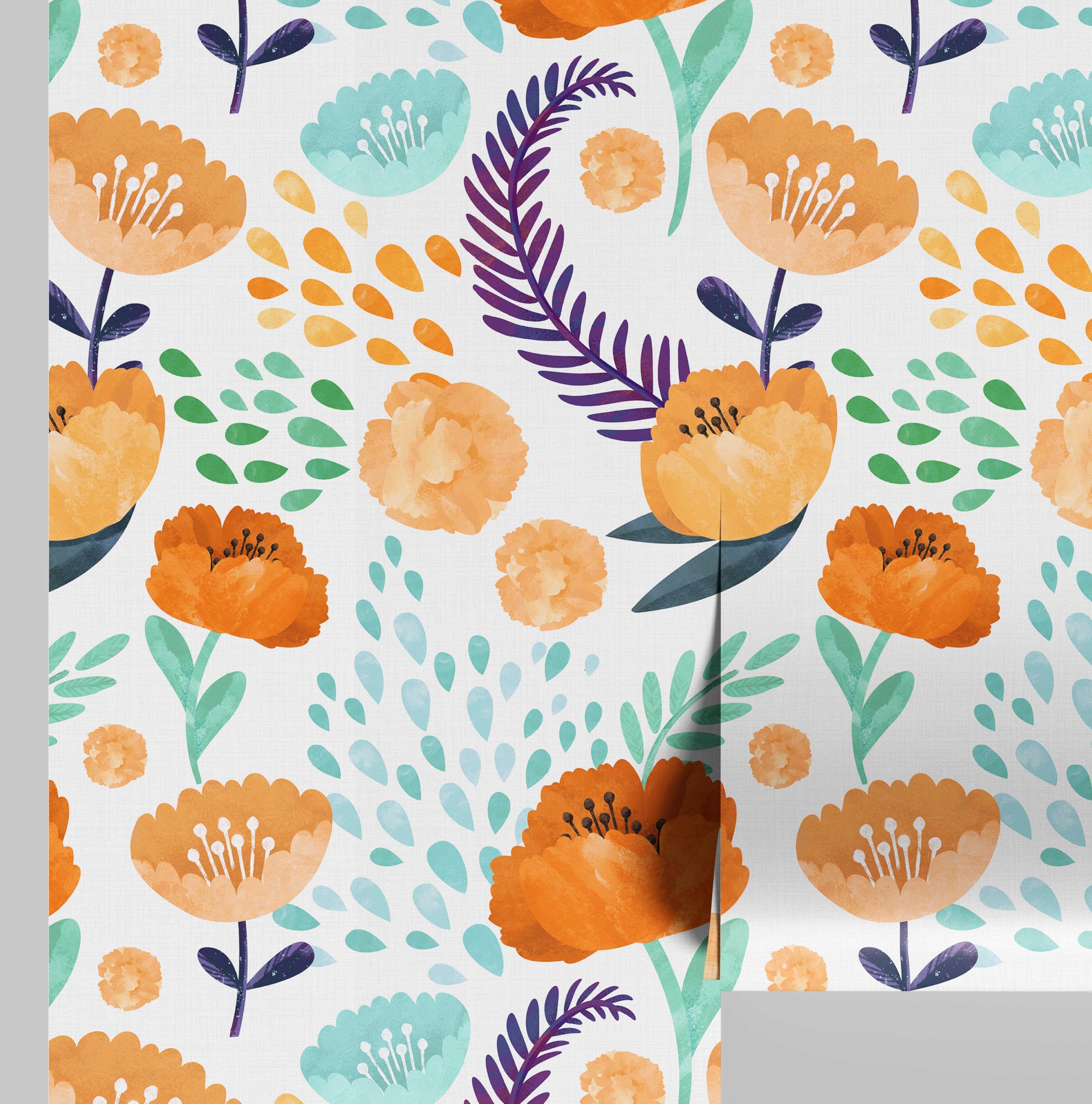 Papier peint imperméable orange S4Sassy vinyle autocollant lavable et amovible