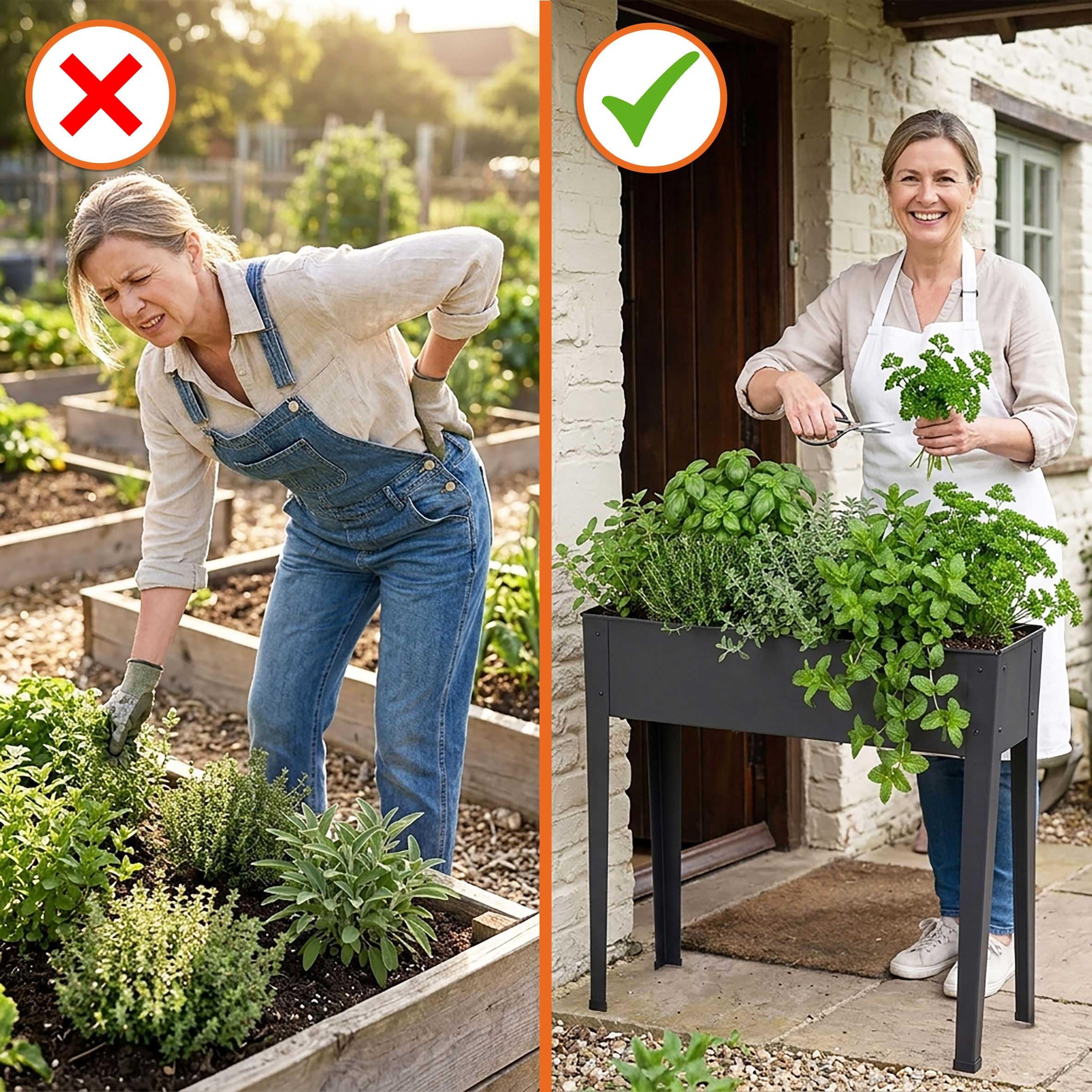 Spetebo Bancal de metal antracita con tapas para los pies, 102 x 80 cm, resistente a la intemperie, para verduras y flores, resistente a la intemperie, para hierbas, verduras, balcón, jardín