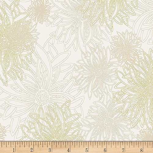 Art Gallery Fabrics Galería de arte Elementos florales Tela de trigo de invierno, color blanco