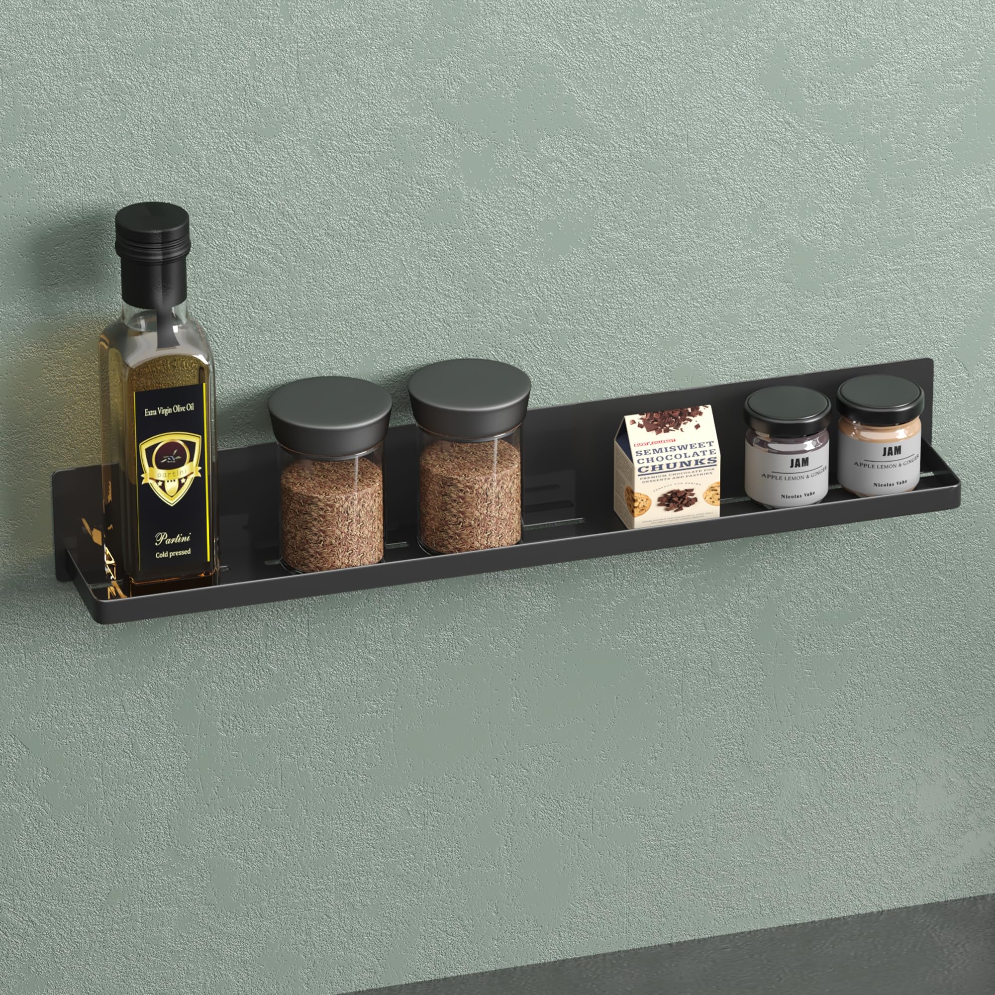 Mai & Mai Black Magnetic Spice Rack For Refrigerator, No Drilling Magnetic Shelf For Kitchen Storage & Organisation, Fridge Organiser For Kitchen Essentials, Reglo-01,