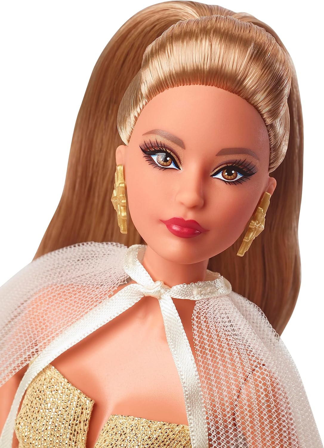 Barbie Signature Christmas Latin Doll Collection Toy with Golden Gala Dress, Gift +3 Years (Mattel HJX06)