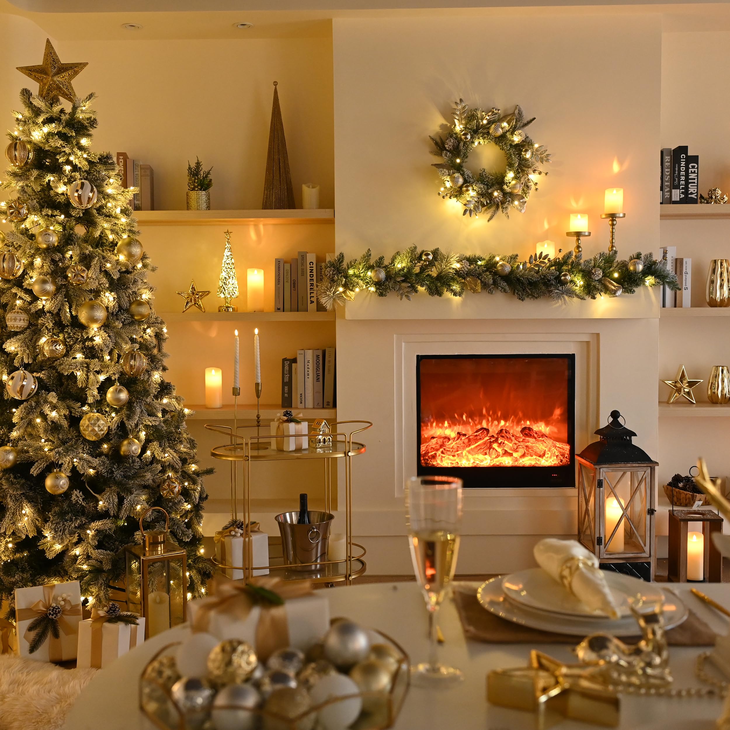 Valery Madelyn 16 Zoll/40CM Weihnachtskranz türkranz Weihnachten, haustür weihnachtskranz Weiß Gold, Adventskranz mit 20 LEDs Timer und Tannenzapfen Weihnachtskugeln für Weihnachtsdeko Feste Advent