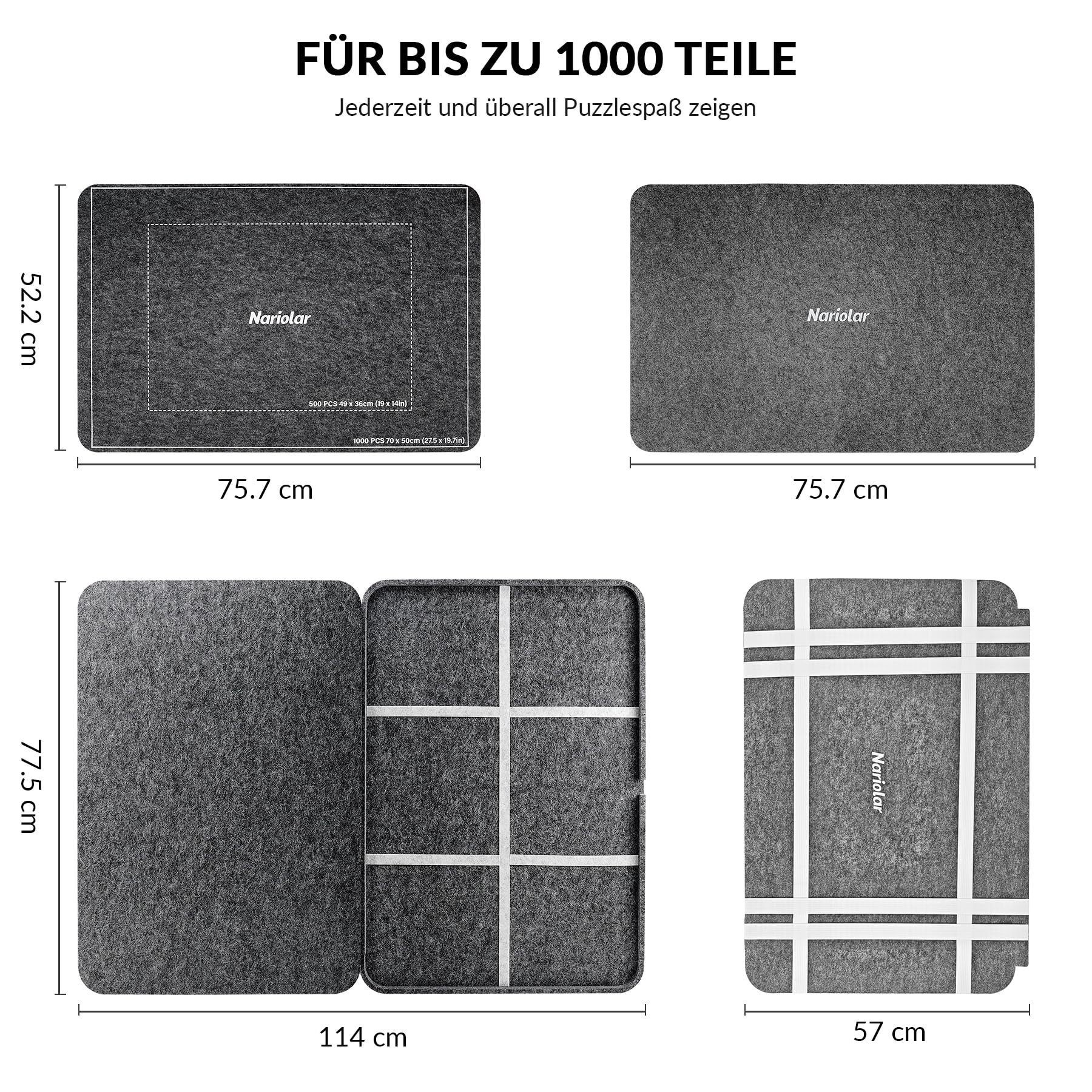 Nariolar Planche à puzzle portable en feutre pour 1000 pièces, idéale comme trieur de puzzle et organisateur