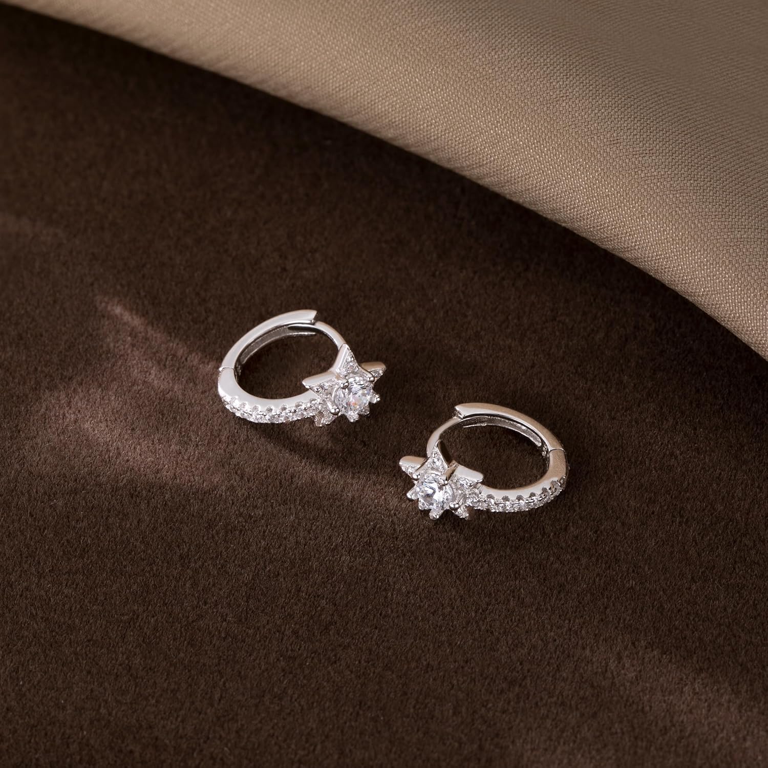 SLUYNZ Solid 925 Sterling Silver Small Star Hoop Earrings for Women Teens CZ Star Hoop Earrings Huggie - Image 5