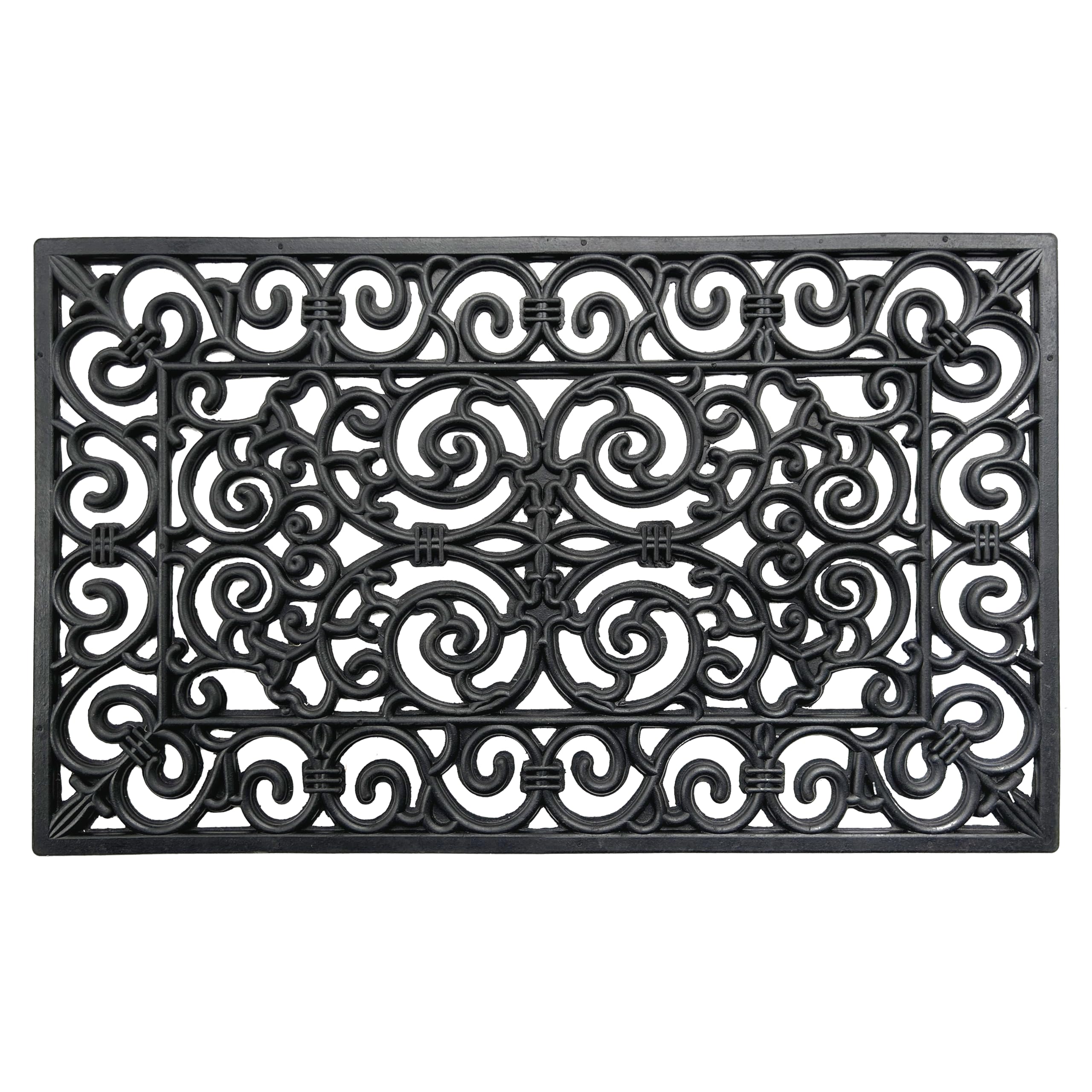 Ehc Rectangular Heavy Duty Wrought Effect Anti Slip Large Rubber Doormat Dirt Trapper For Entrance, Indoor, Outdoor & Hallway 45 X 75 Cm