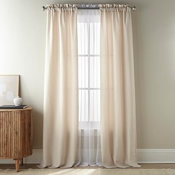 Grand Avenue Beige Curtains, Light Filtering Window Curtains 84 Inches Long, Rod Pocket 2 Curtain Panels + 2 Sheers