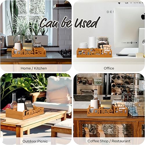 Miniatura 6 de Organizador de estación de café, organizador de café de madera para oficina y hogar, organizador de estación de café para encimera, organizador de