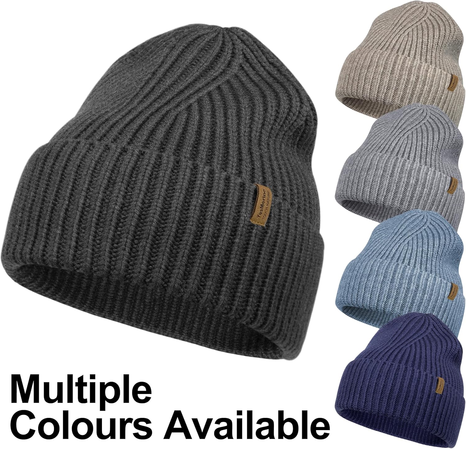 100% Merino Wool Beanie for Men & Women, Thick Warm Knit Cuffed Winter Hat, Soft Heavy Wool Cap for Indoor Outdoor & Gift - Image 2