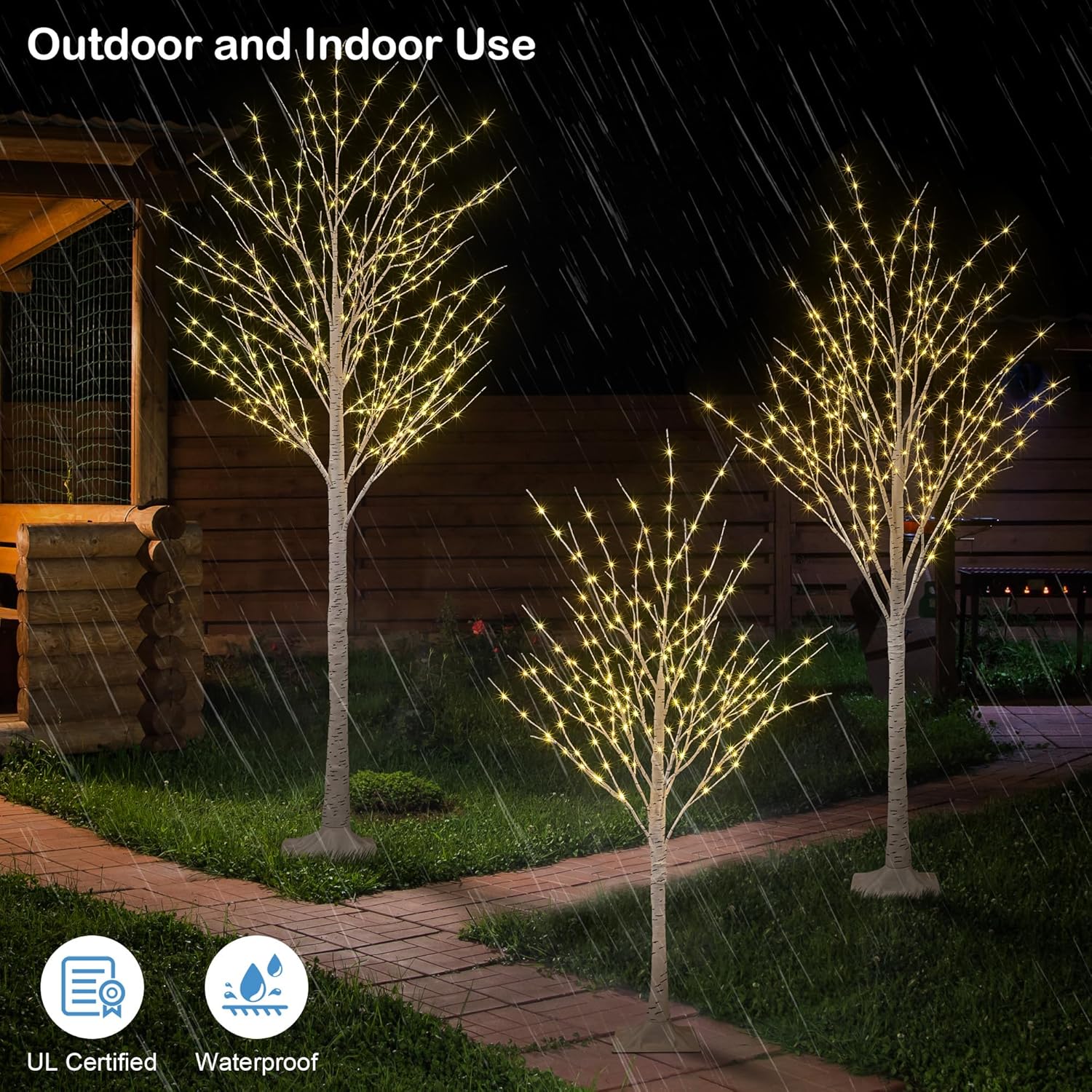 set of 3 fairy lighted tree 4ft 6ft and 8ft led lighted birch tree for decoration inside and outside home patio wedding festival christmas decor warm white 4ft+6ft+8ft
