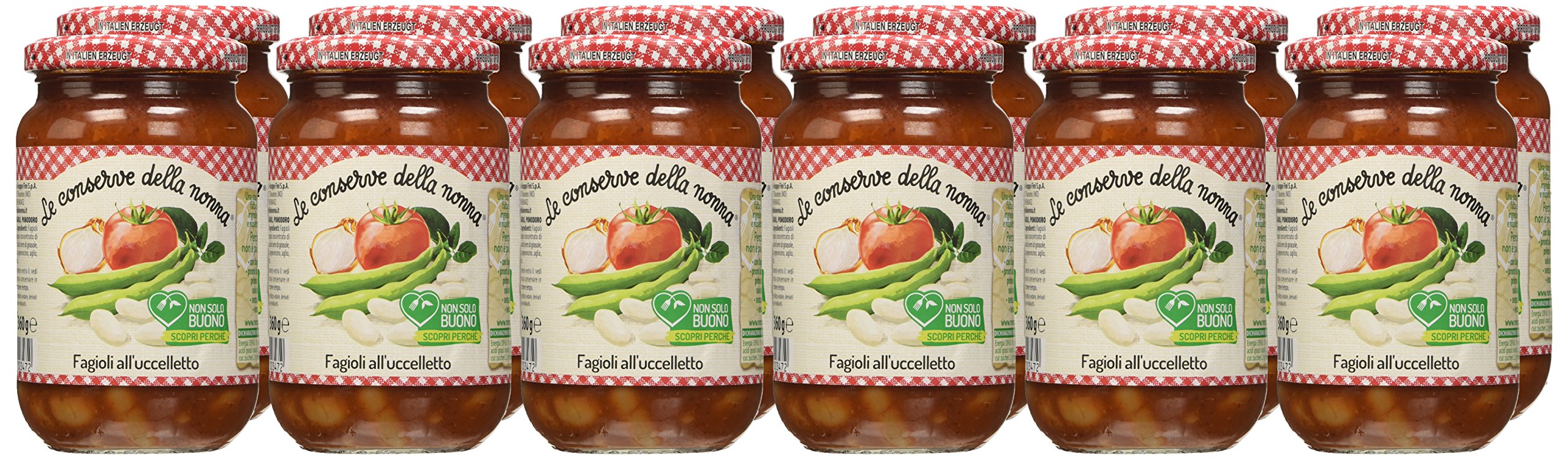 Le Conserve della Nonna Fagioli all'Ucelletto Specialità Laziale con Fagioli Cannellini - 350 gr - [confezione da 12]