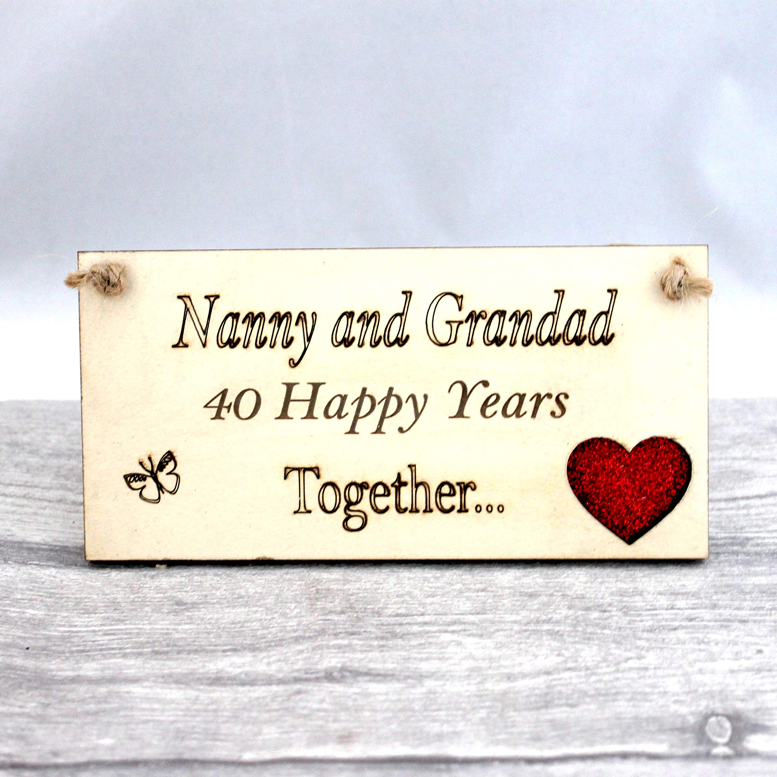 Nanny and Grandad Grandparents Anniversary Gift Plaque Gift 40 Years 40th Ruby Wedding, cream