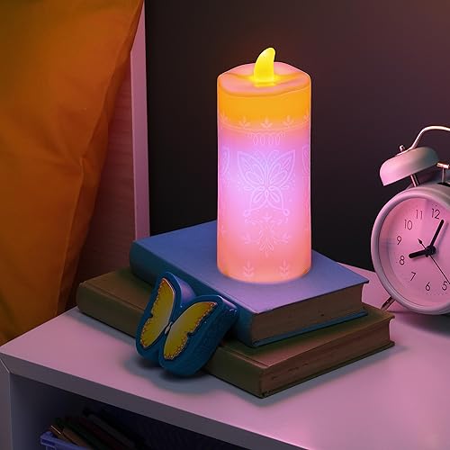 Paladone Disney Encanto - Luz de vela con control remoto de mariposa, decoración mágica de luz que cambia de color, alimentada por 5 pilas AAA