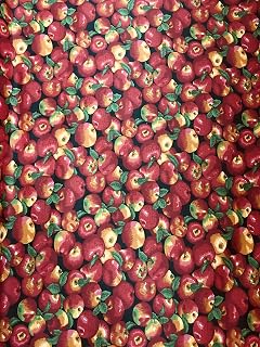 All Over Apples Poly Cotton Fabric Print, Choose from 3 Different Background Colors, Sells by The Yard (Black)
