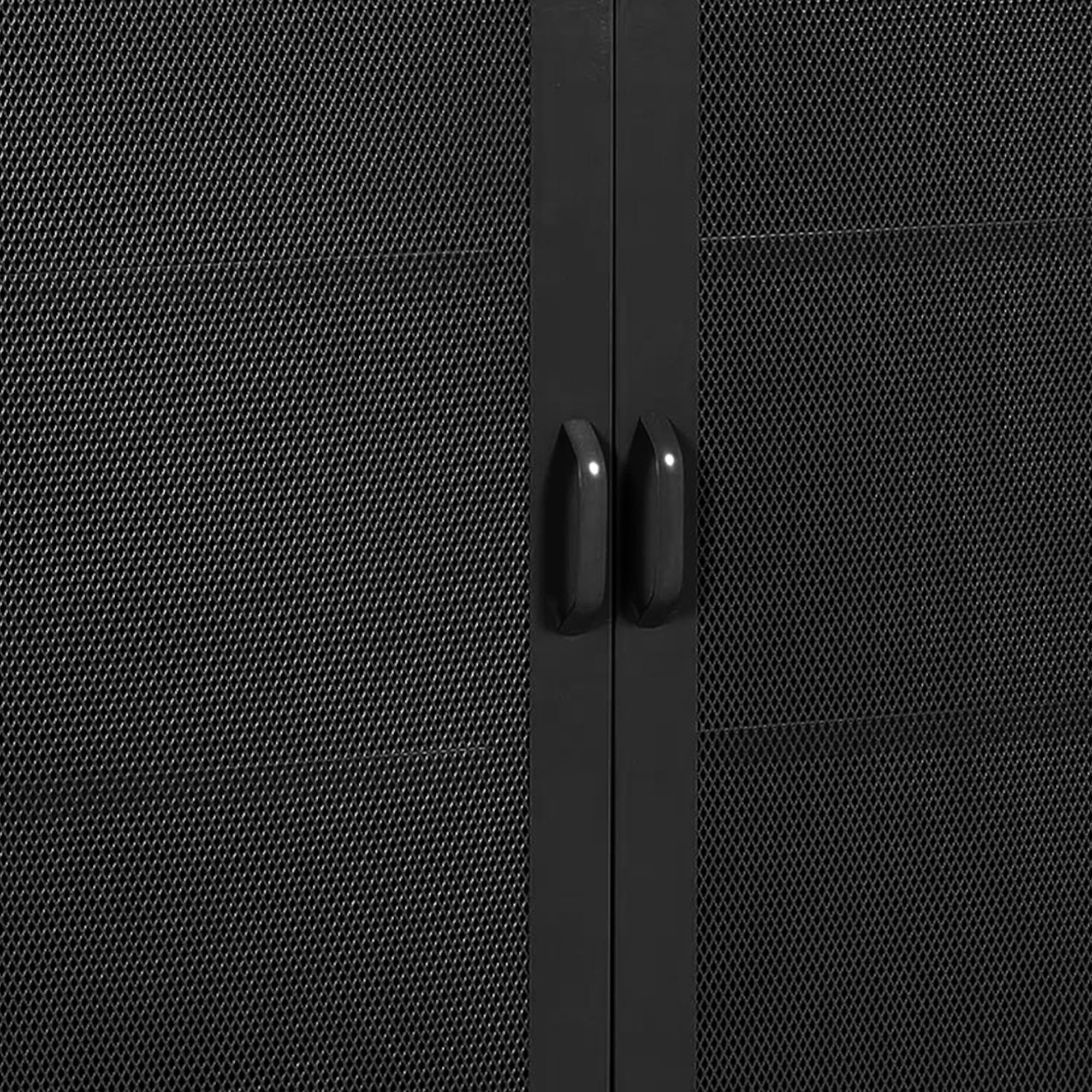 [en.casa] Aparador Mueble de Salón con 2 Estantes Mueble Auxiliar para Oficina Comedor Cocina con 2 Puertas de Celosía Decorativas y Acero 102 x 80 x 40 cm - Negro