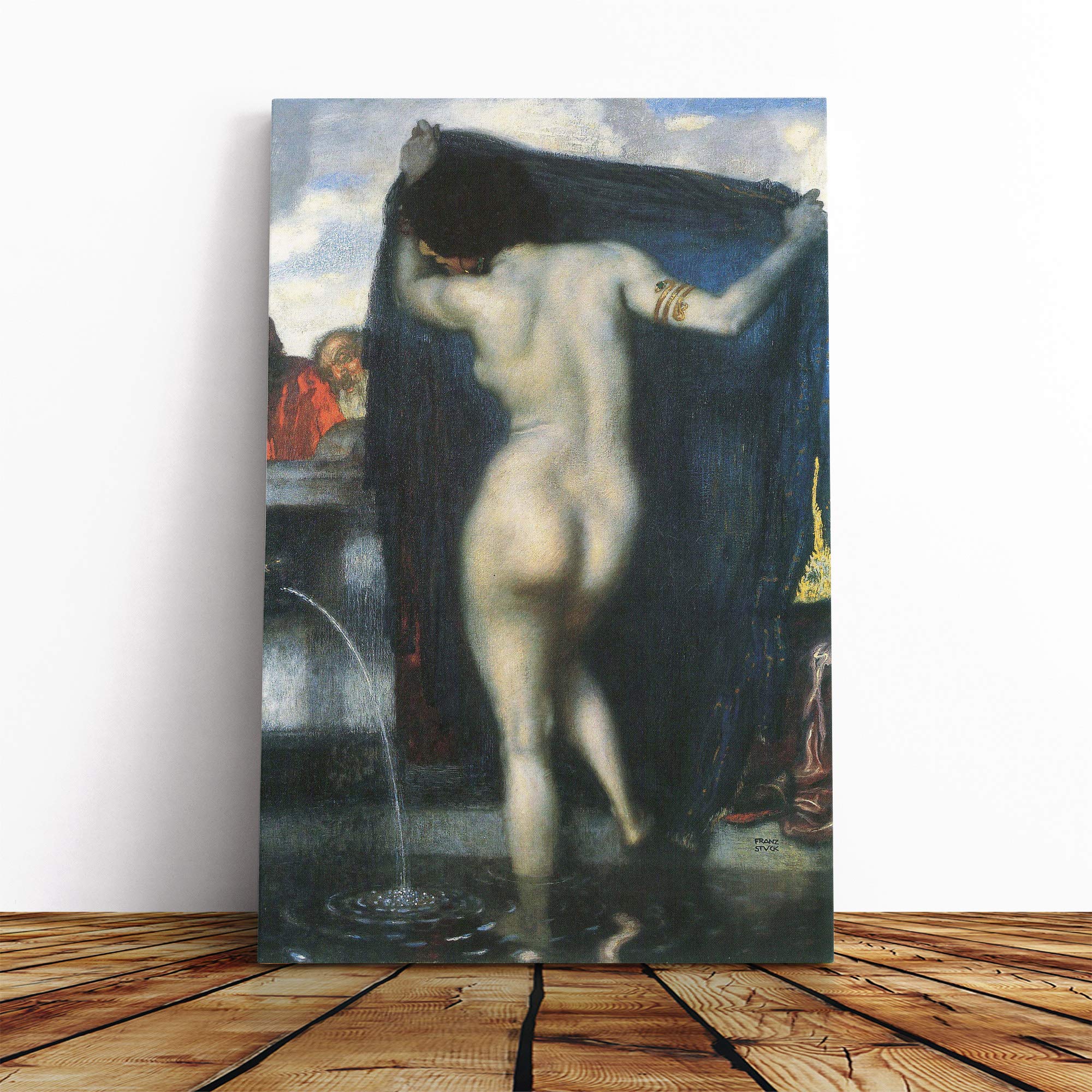 Franz Stuck Susanna and The Elders Canvas Print | Gallery Wrapped 30mm Frame Wall Art | 24x16 inches | Ready to Hang | Modern Picture | Living Room Bedroom Lounge Office