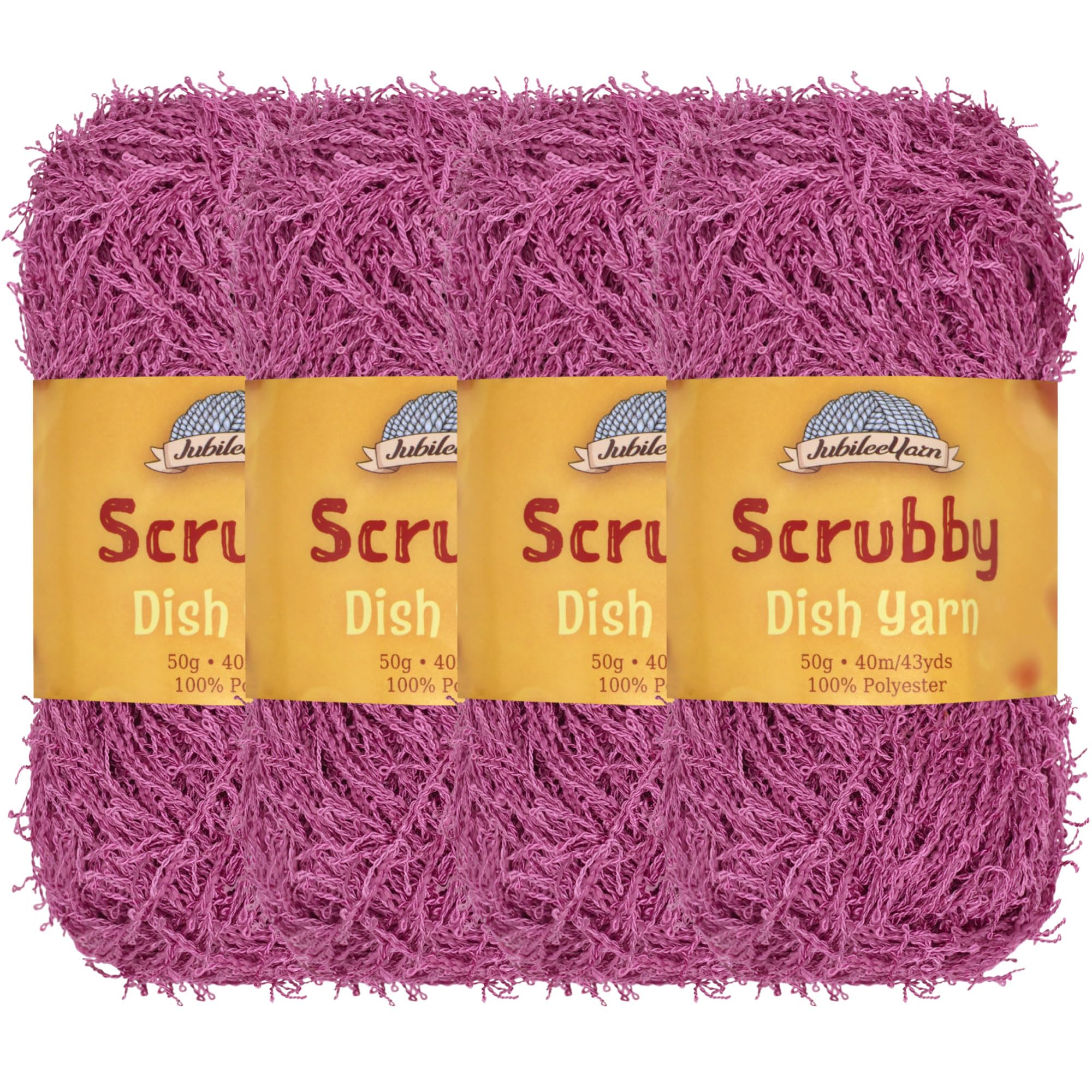 JubileeYarn Scrubby Dish Yarn - Dishcloth Polyester - 50g/Skein - Grape Jam - 4 Skeins