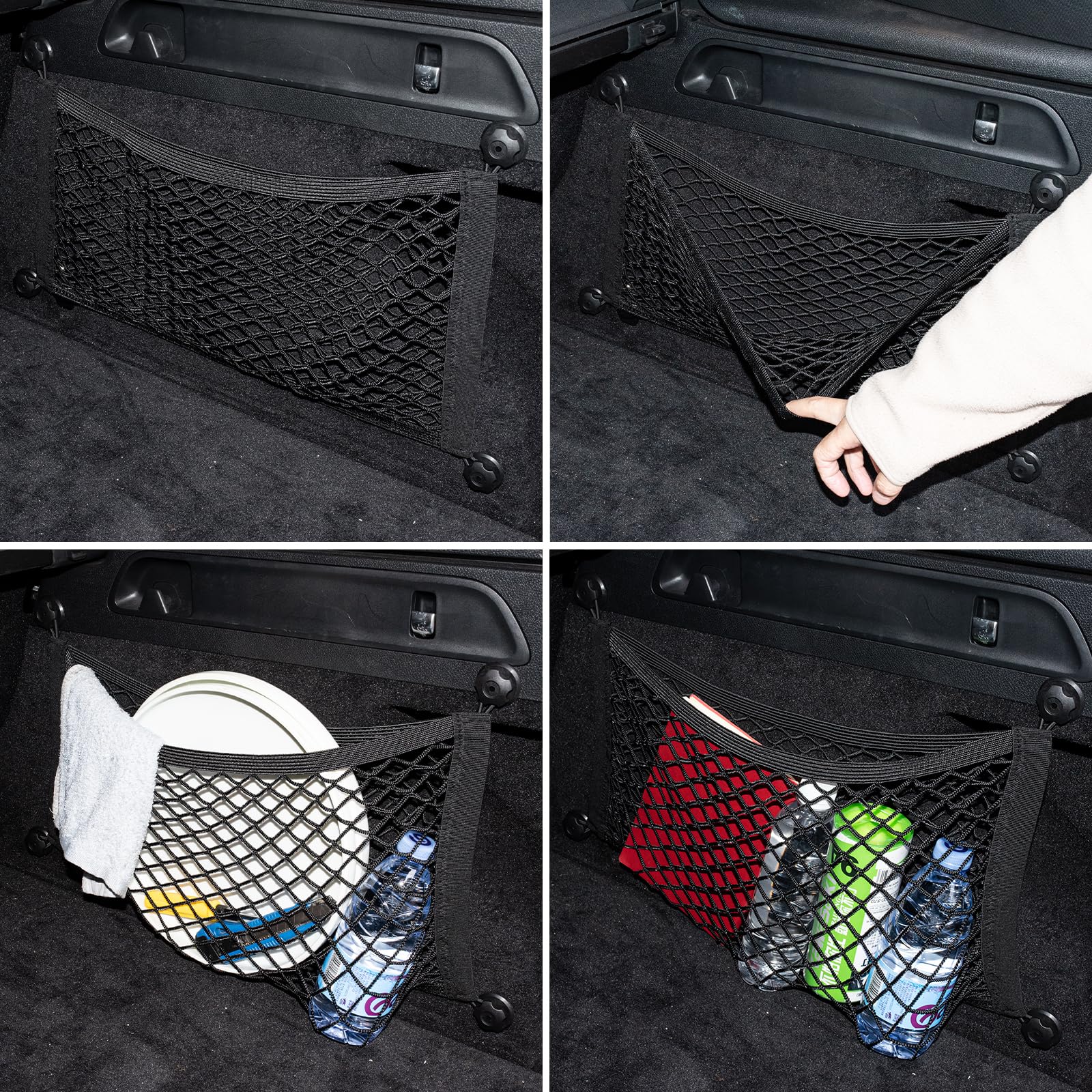 Filet de Rangement 2 Pièces 55 x 25 cm – élastique et résistant, Noir – idéal pour Camping-Car, SUV et véhicules