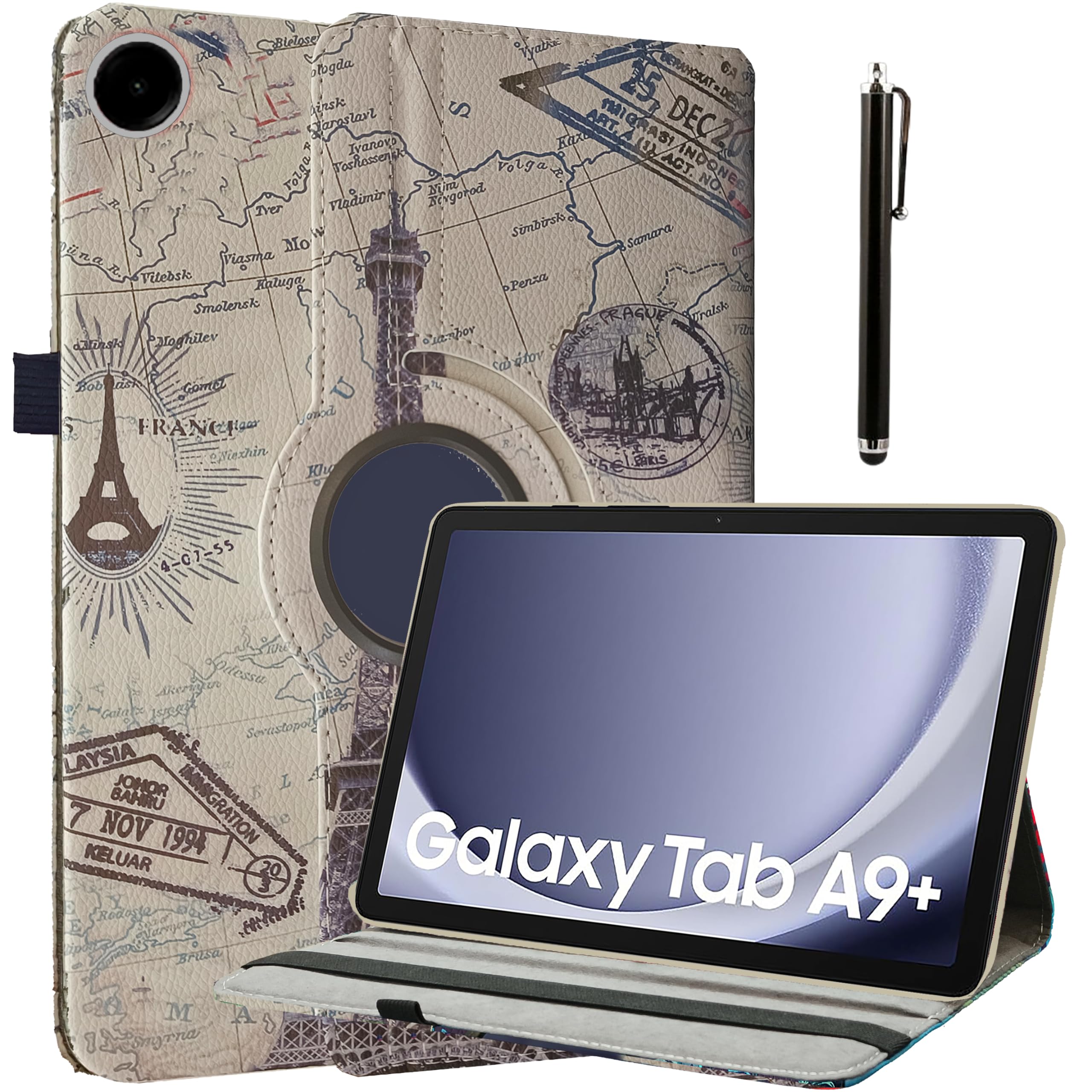 ProElite Cover for Galaxy Tab A9 Plus 11 inch Case Cover, 360 Rotatable Smart Flip Case Cover for Galaxy Tab A9 Plus 11 inch Tablet with Stylus Pen, Eiffel (B0CYGZNP22) Amazon Price History, Amazon Price Tracker