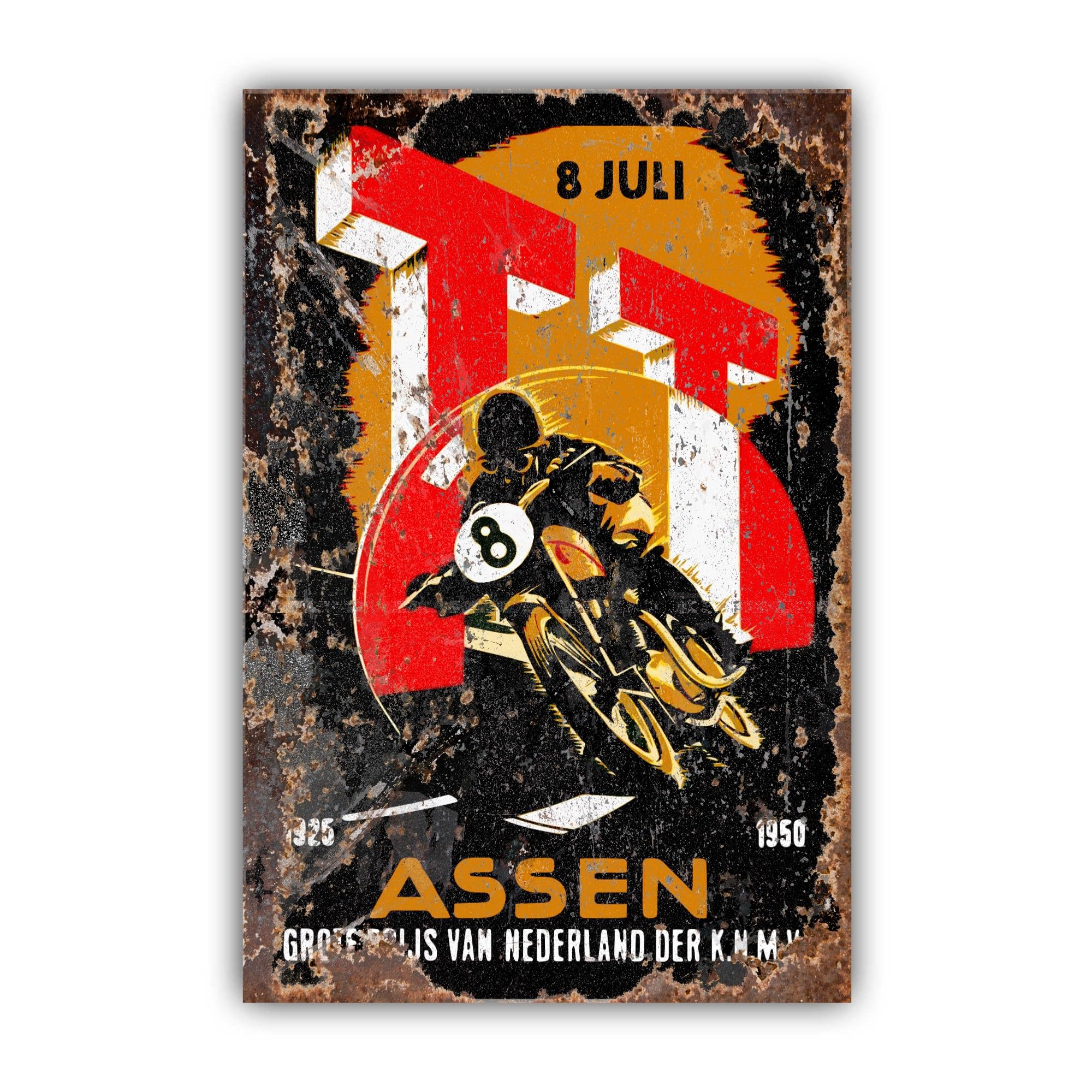 Assen TT Grand Prix - Targa metallica (effetto invecchiato, 60 x 42 cm)