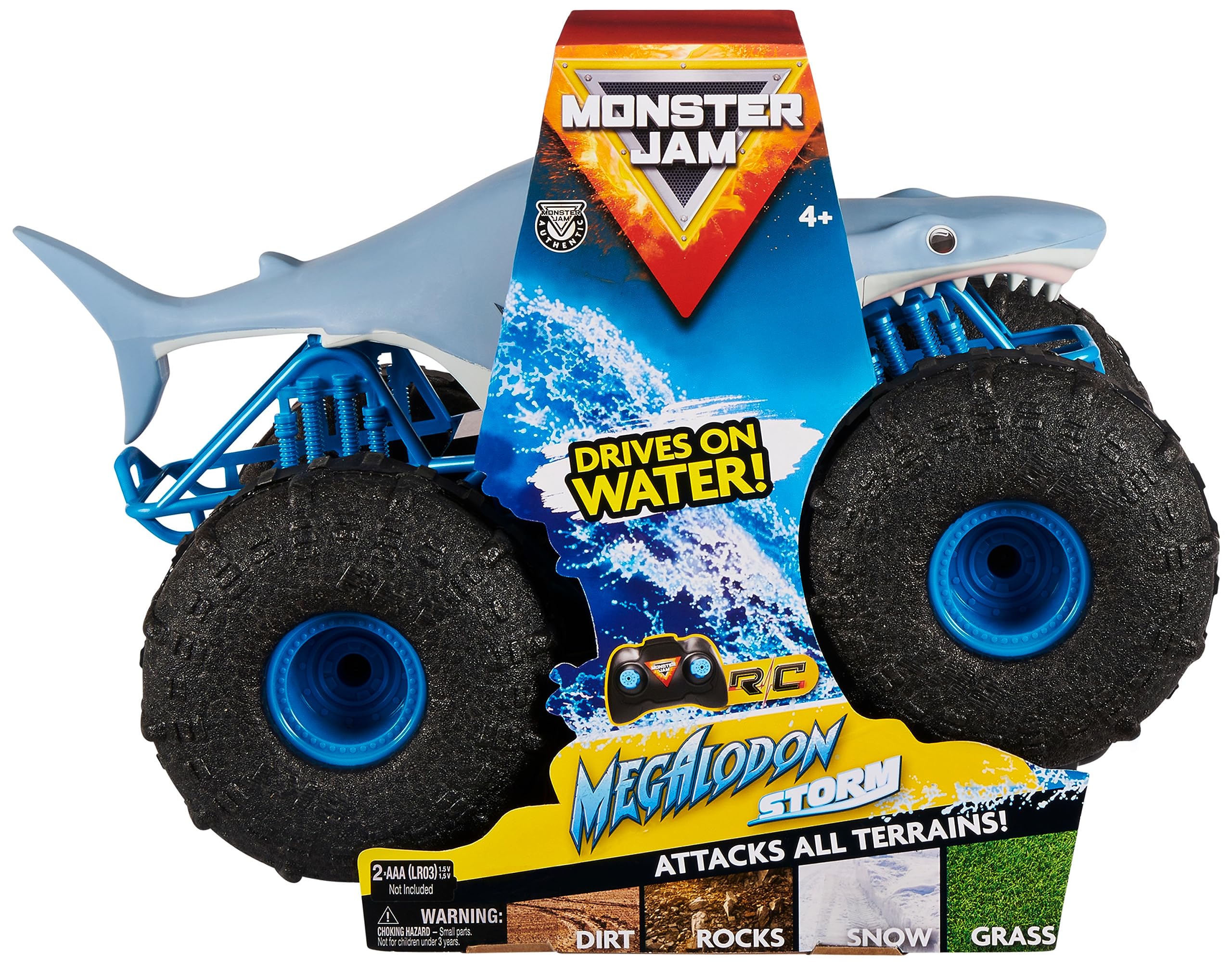 Monster Jam Megalodon Storm, Veicolo Radiocomandato 1:15, RC per Tutti i Terreni, Giocattolo Bambini 4+ Anni