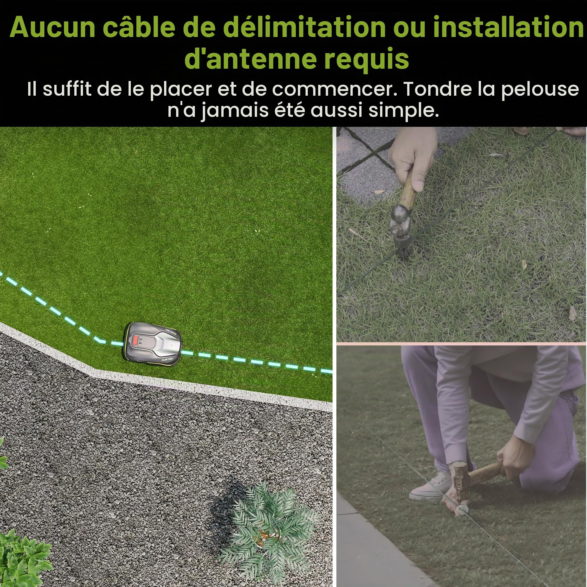 SUNTEK Robot Tondeuse sans Fil Périphérique pour 500m² - vue 3
